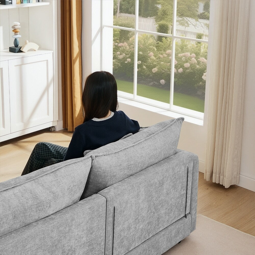Canapé 3 places confortable en forme de nuage avec pouf amovible