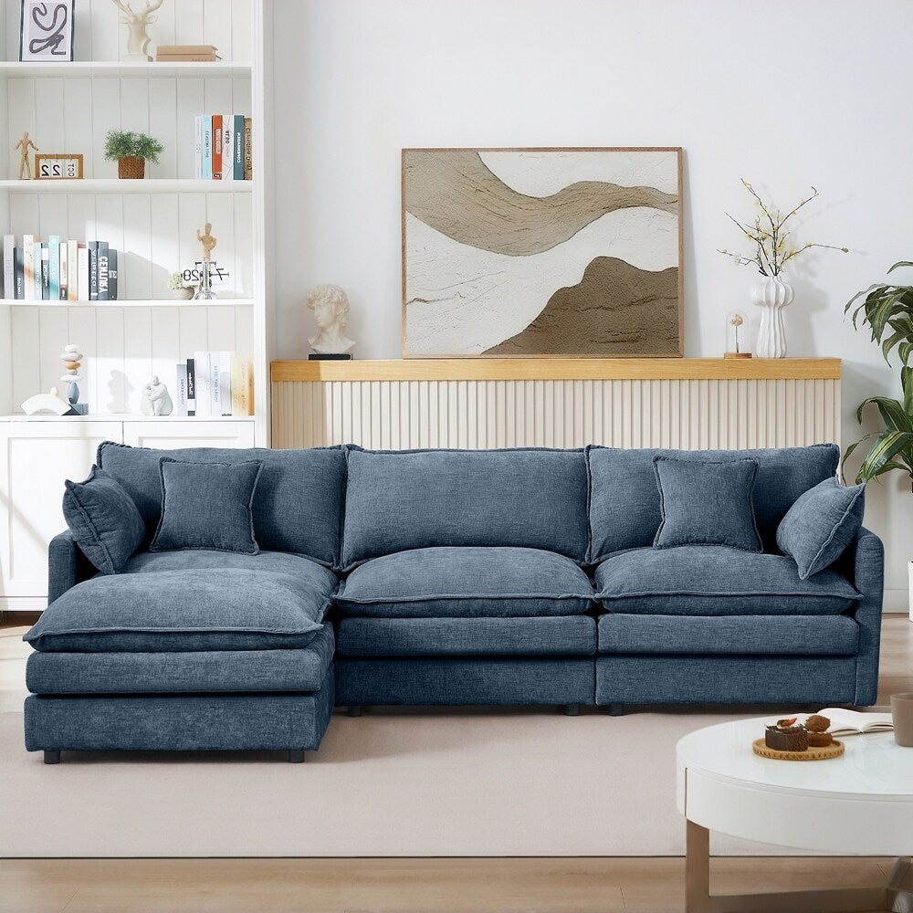 Canapé 3 places confortable en forme de nuage avec pouf amovible