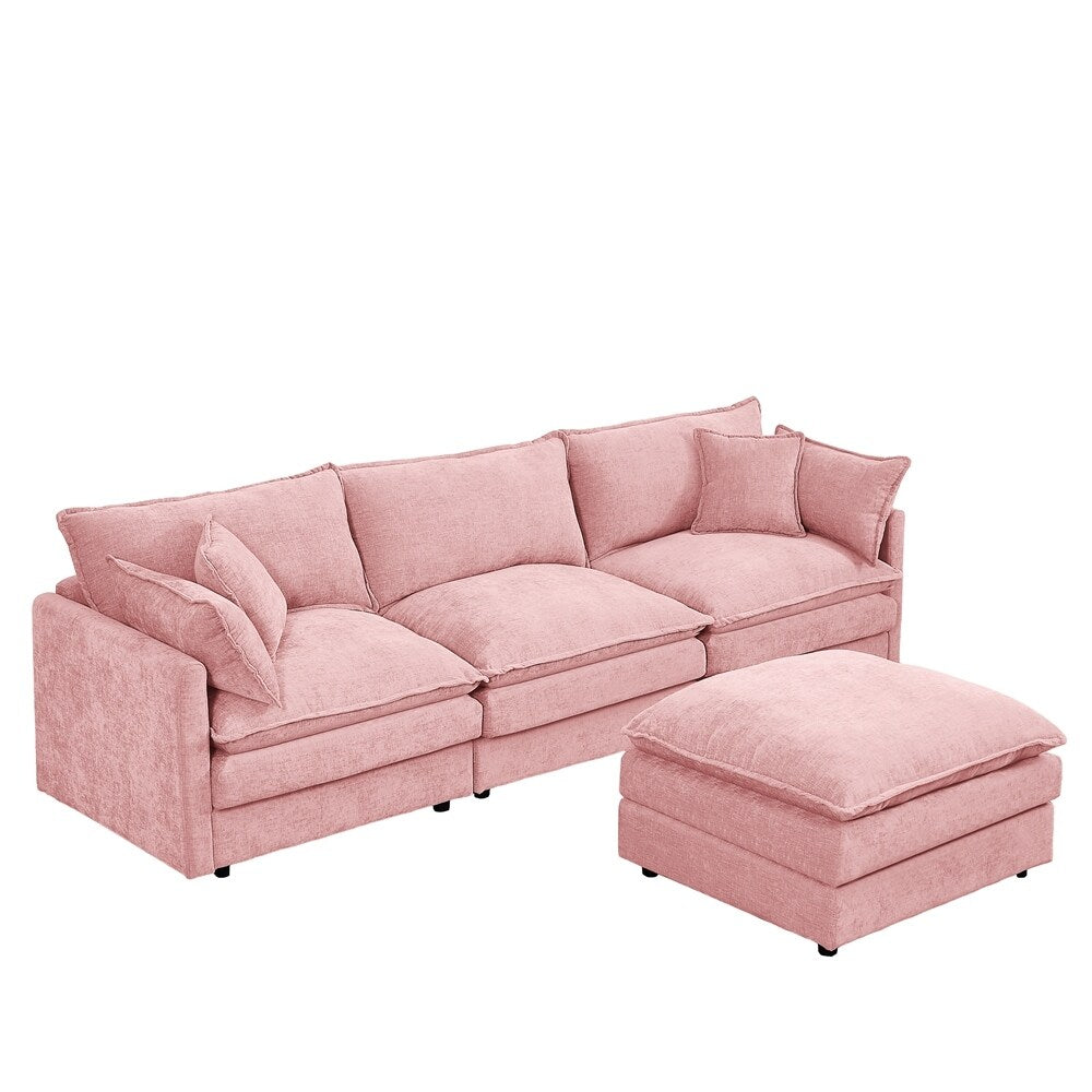 Canapé 3 places confortable en forme de nuage avec pouf amovible