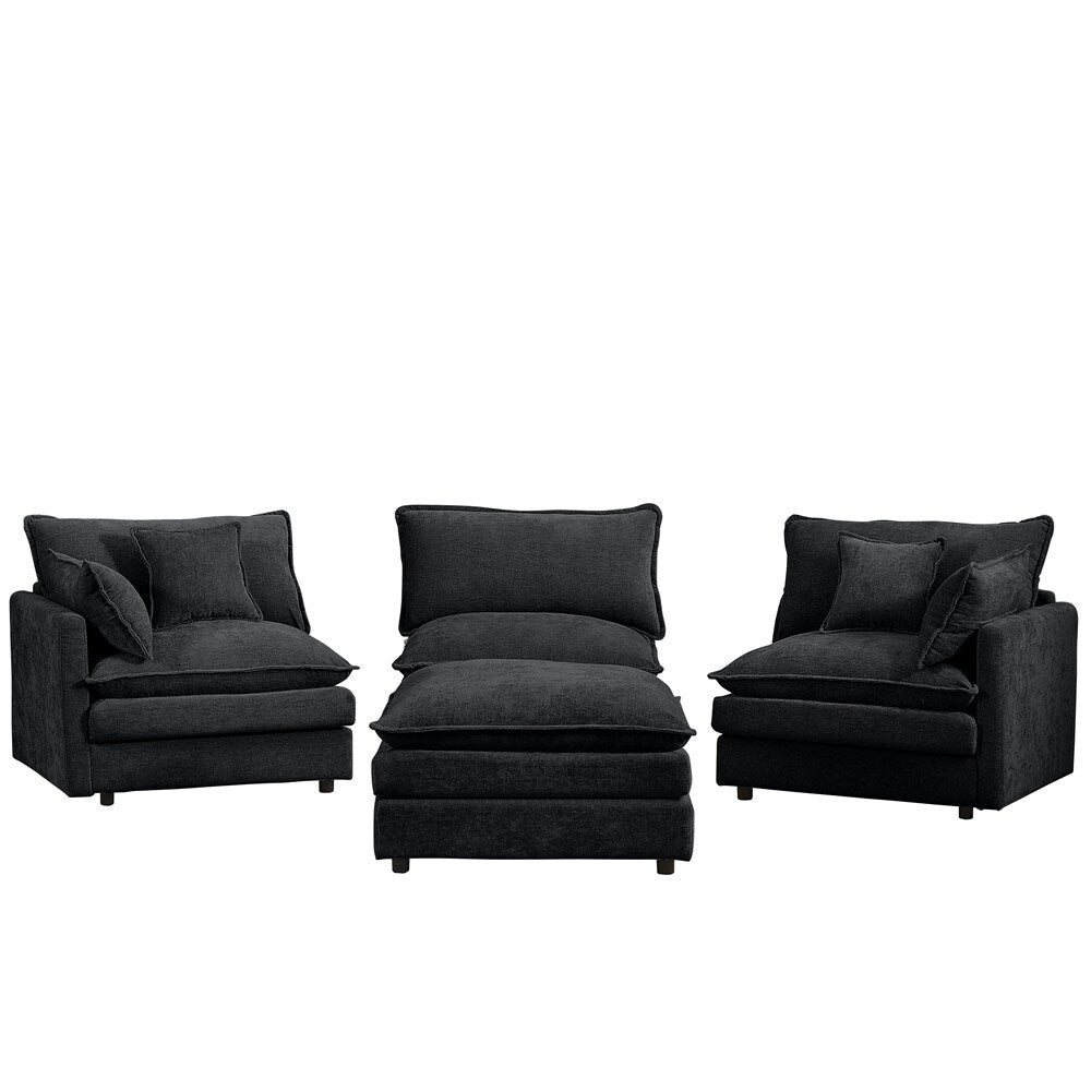 Canapé 3 places confortable en forme de nuage avec pouf amovible
