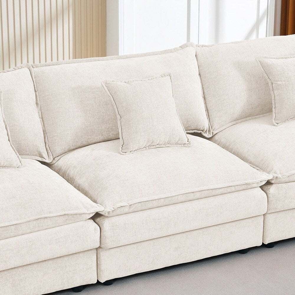 Canapé 3 places confortable en forme de nuage avec pouf amovible