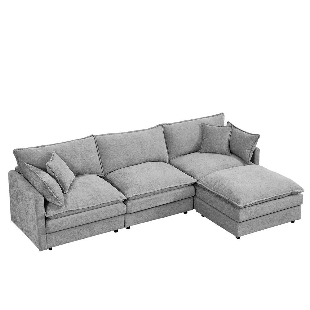 Canapé 3 places confortable en forme de nuage avec pouf amovible