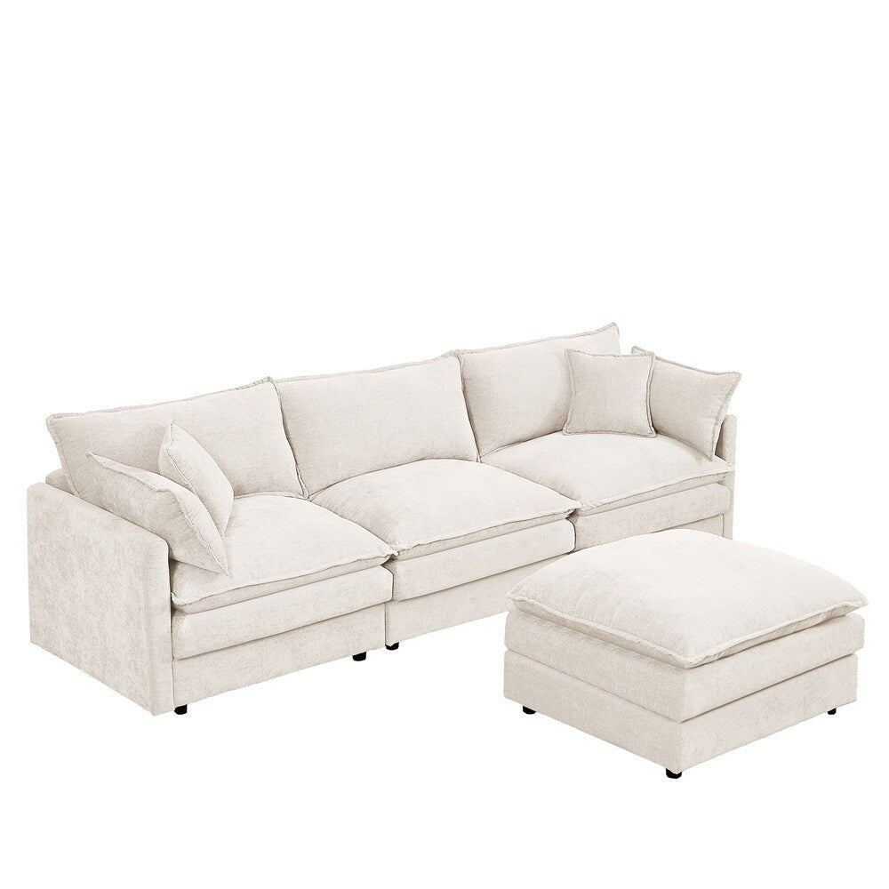 Canapé 3 places confortable en forme de nuage avec pouf amovible