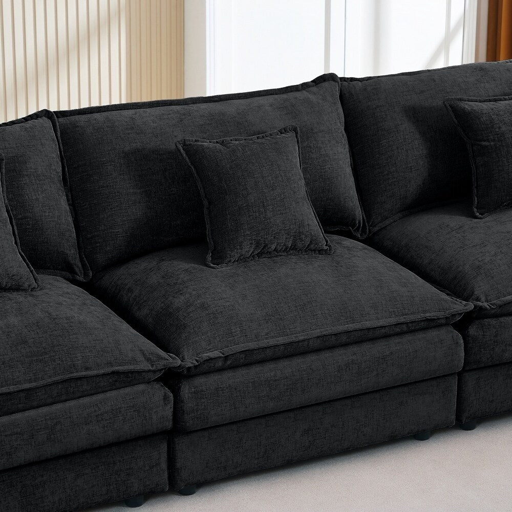 Canapé 3 places confortable en forme de nuage avec pouf amovible