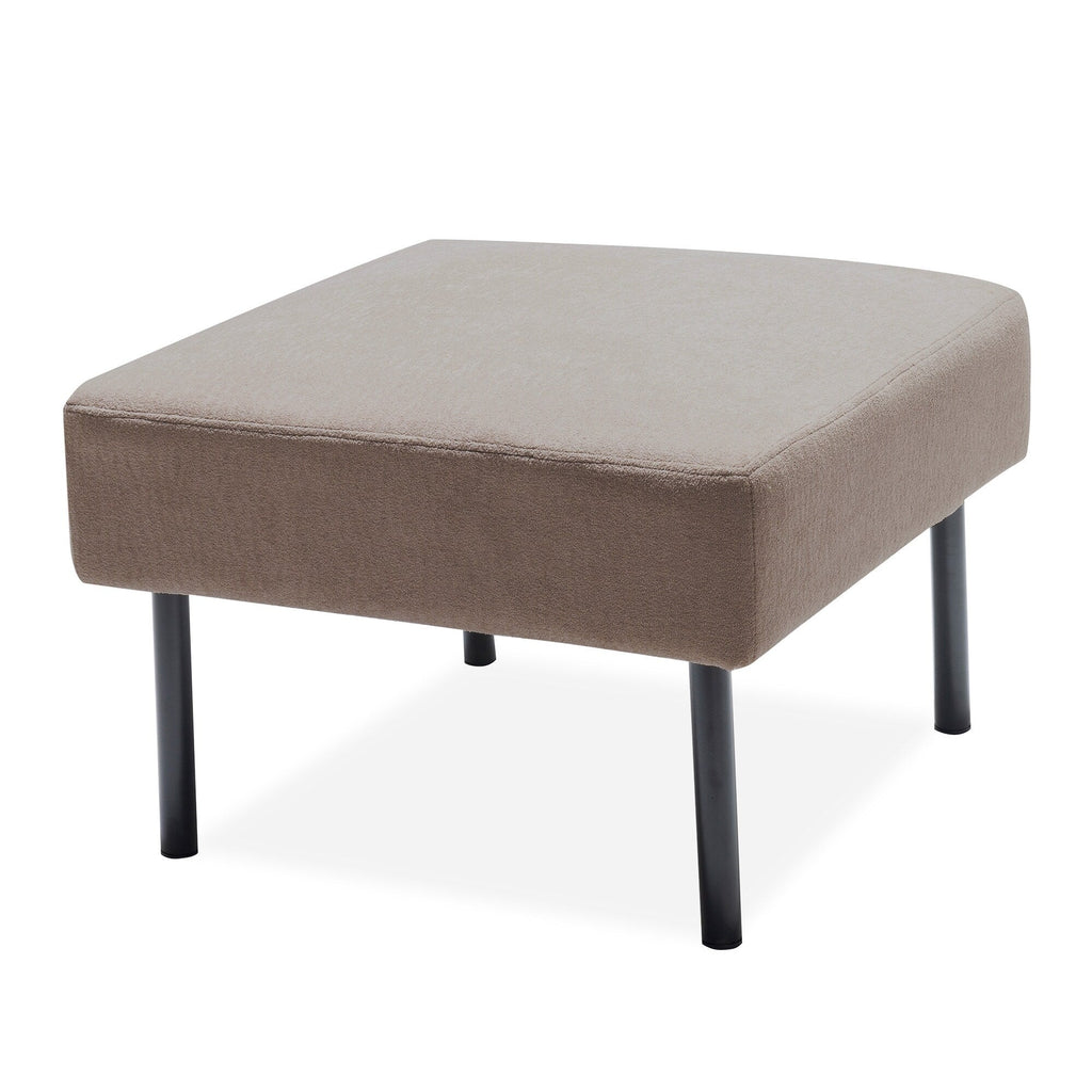 Canapé 3 places en forme de L en tissu polyester avec pouf, canapé moderne recouvert de tissu, canapé confortable et compact pour petit espace.