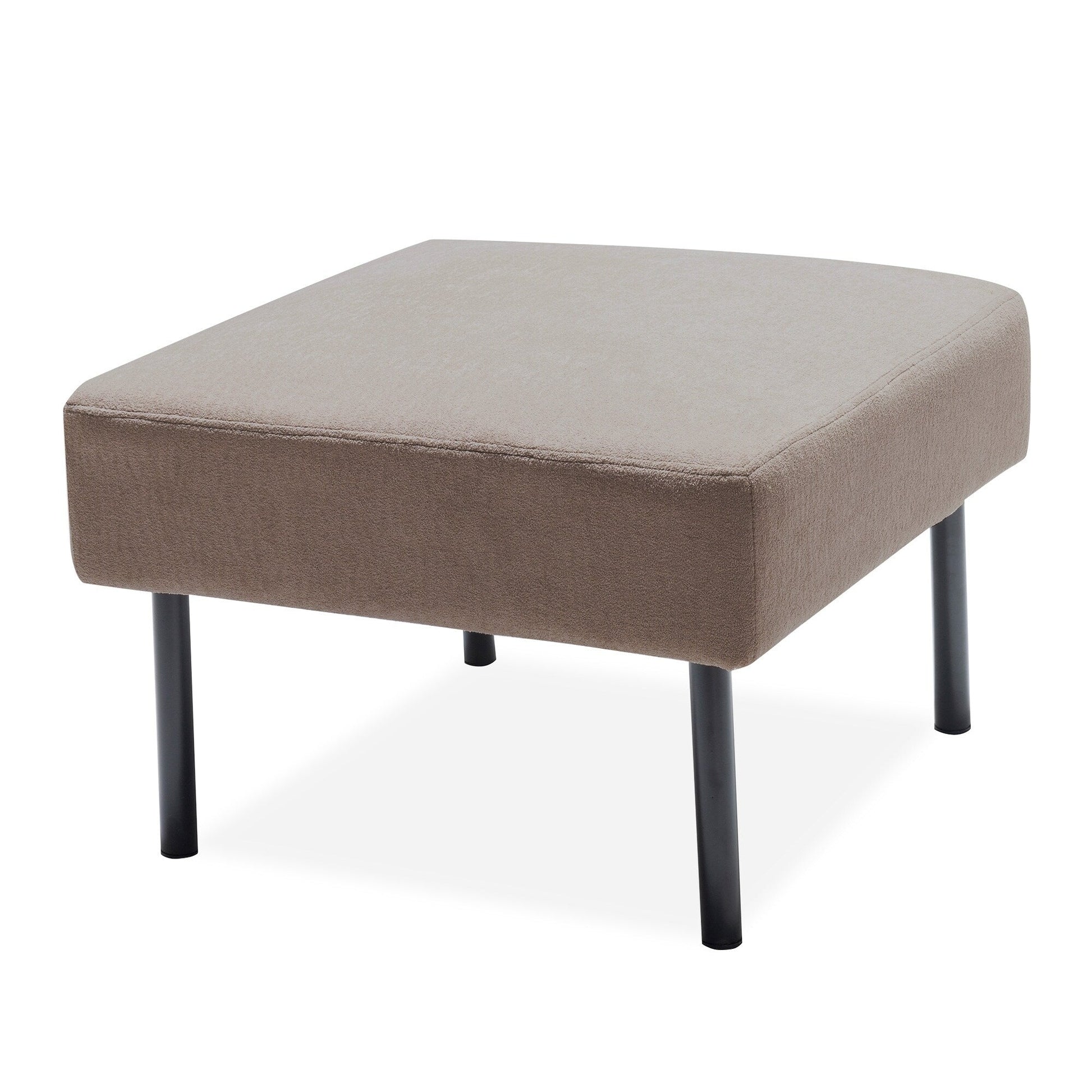 Canapé 3 places en forme de L en tissu polyester avec pouf, canapé moderne recouvert de tissu, canapé confortable et compact pour petit espace.