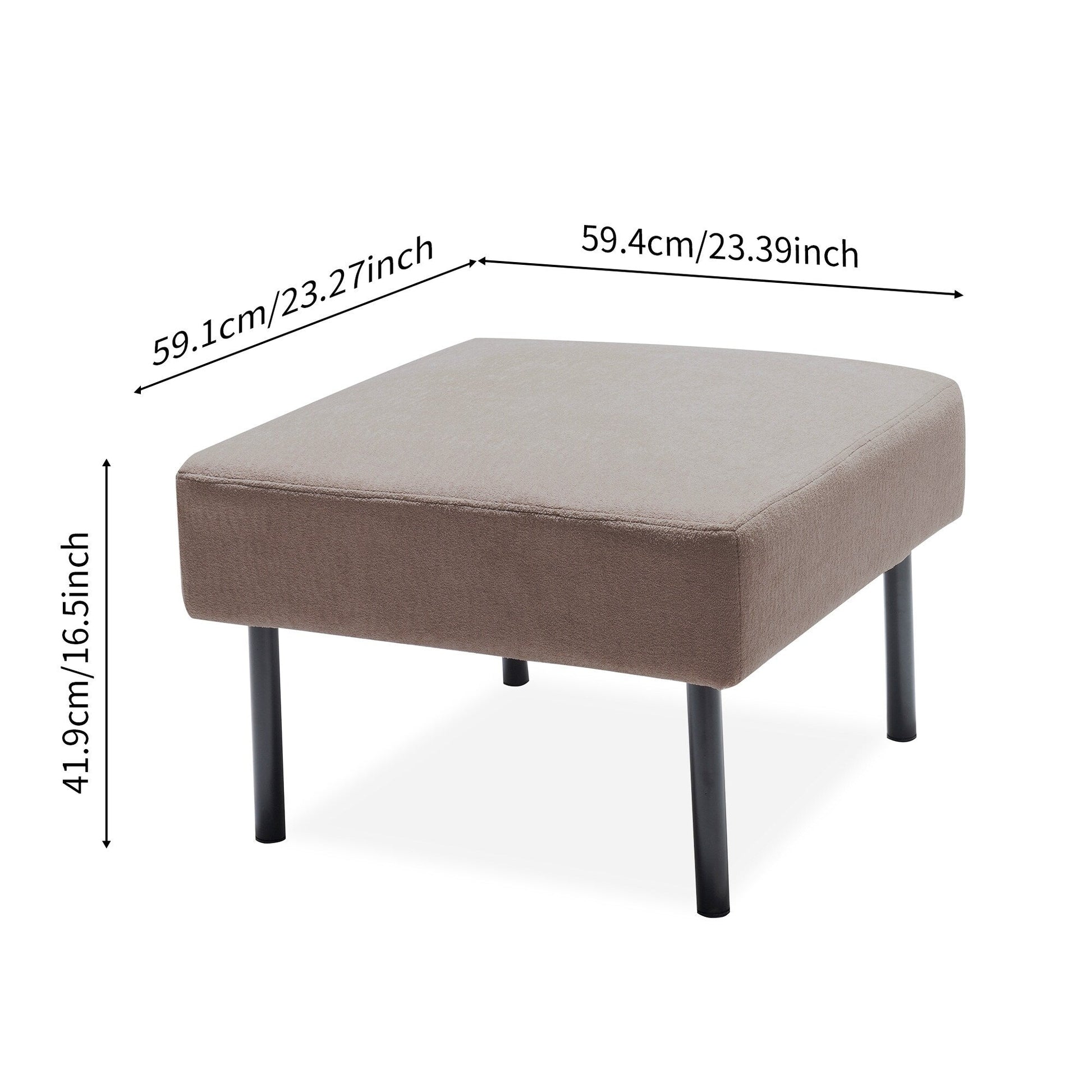 Canapé 3 places en forme de L en tissu polyester avec pouf, canapé moderne recouvert de tissu, canapé confortable et compact pour petit espace.