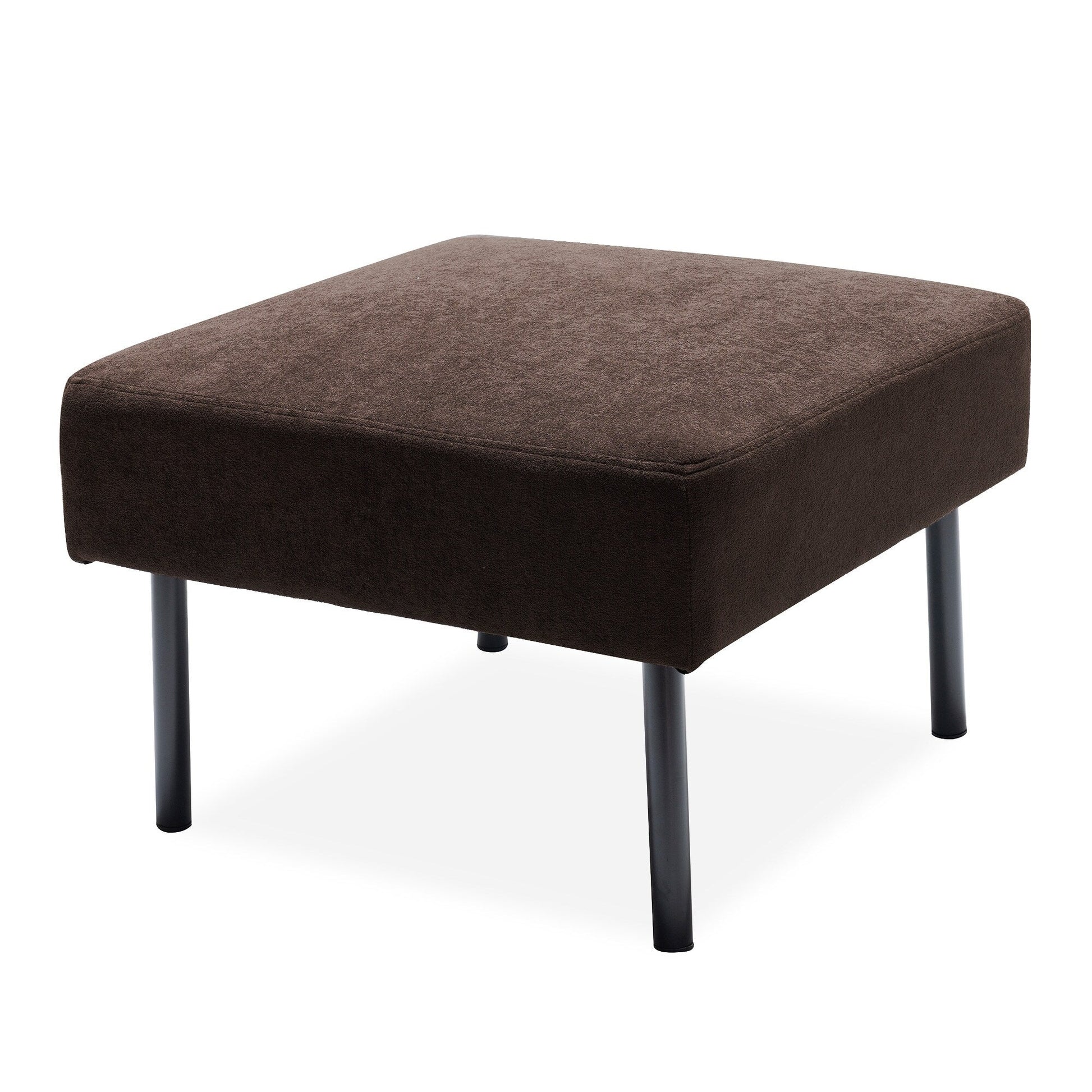 Canapé 3 places en forme de L en tissu polyester avec pouf, canapé moderne recouvert de tissu, canapé confortable et compact pour petit espace.
