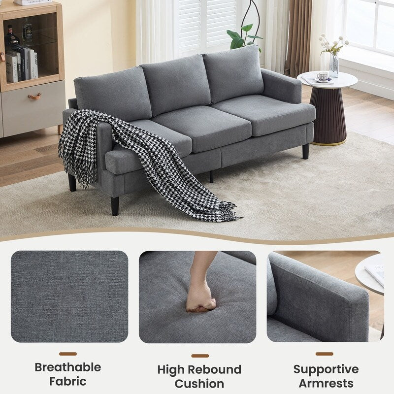 Canapé 3 places - Tissu respirant, accoudoirs confortables et pieds robustes