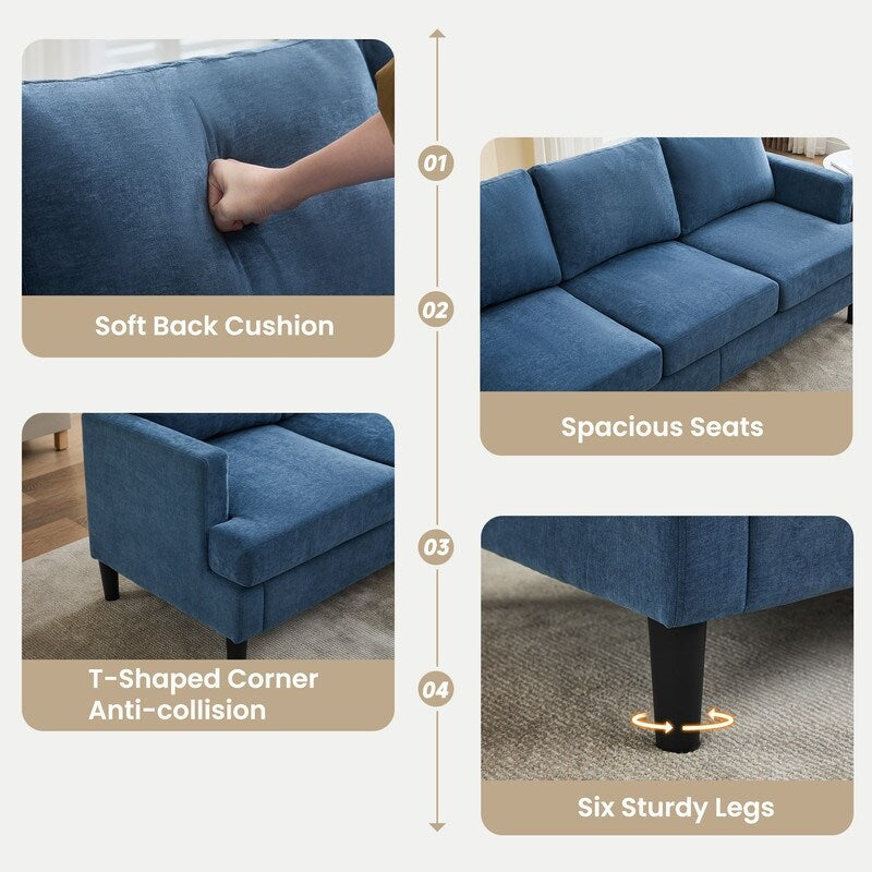 Canapé 3 places - Tissu respirant, accoudoirs confortables et pieds robustes