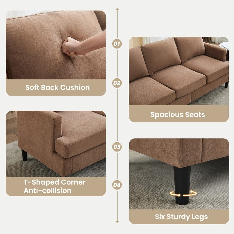 Canapé 3 places - Tissu respirant, accoudoirs confortables et pieds robustes