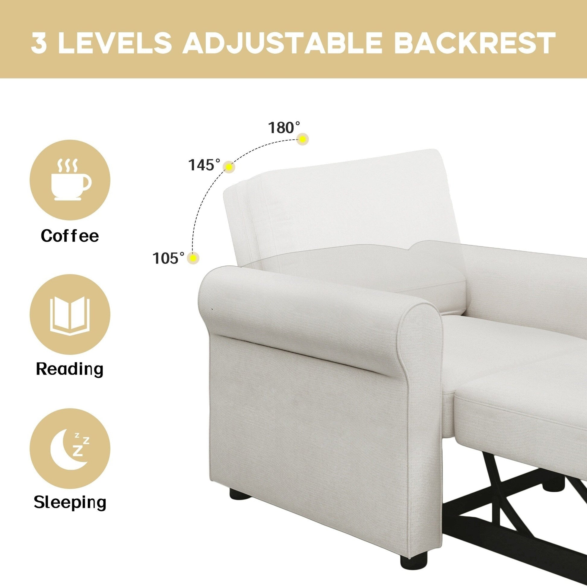 Canapé-lit convertible 3-en-1, canapé-lit escamotable, lit pliable pour salon.