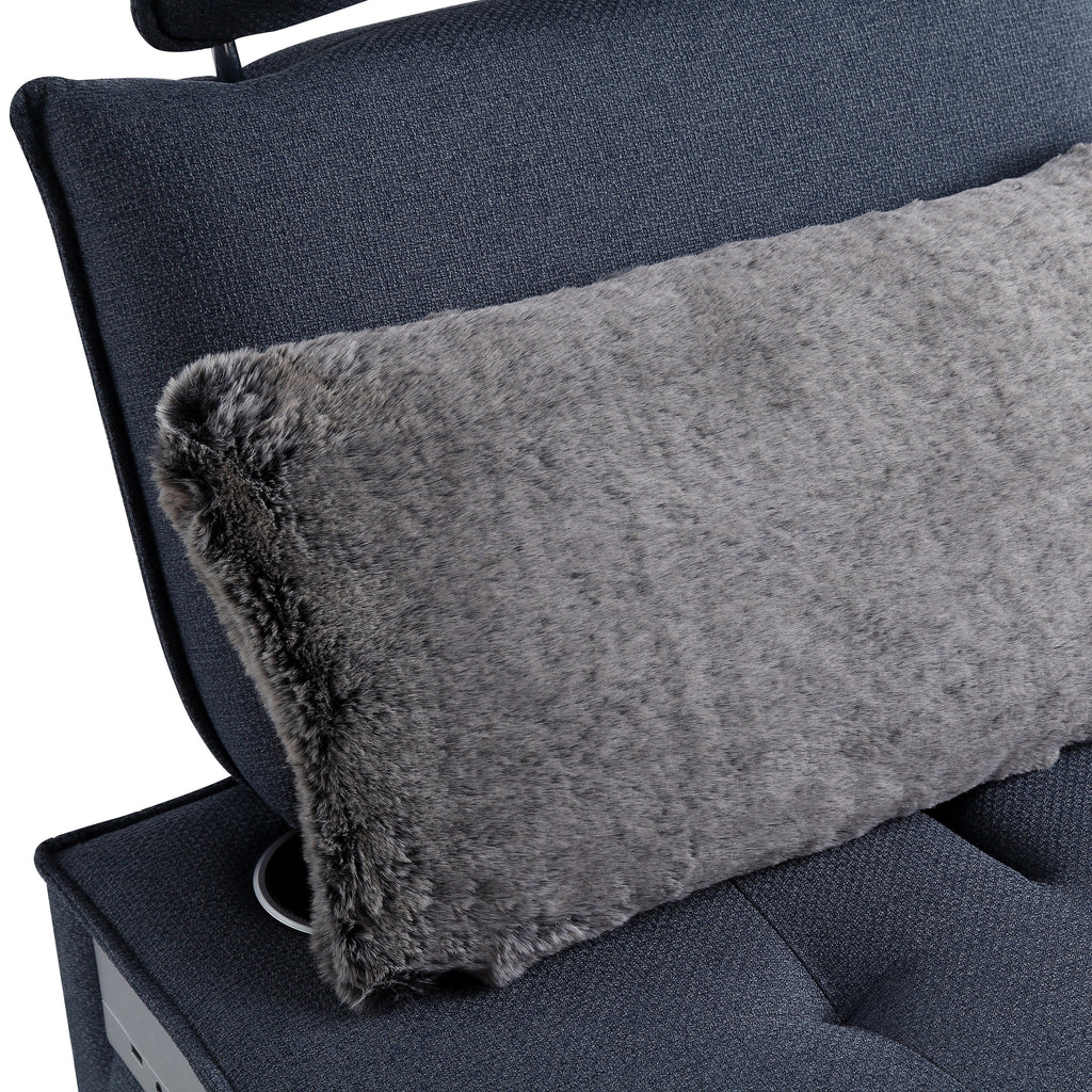 3-in-1 Convertible Chair Bed Adjustable Sofa Reclining Lounge with Bluetooth Speakers, USB Ports and Soft Pillow