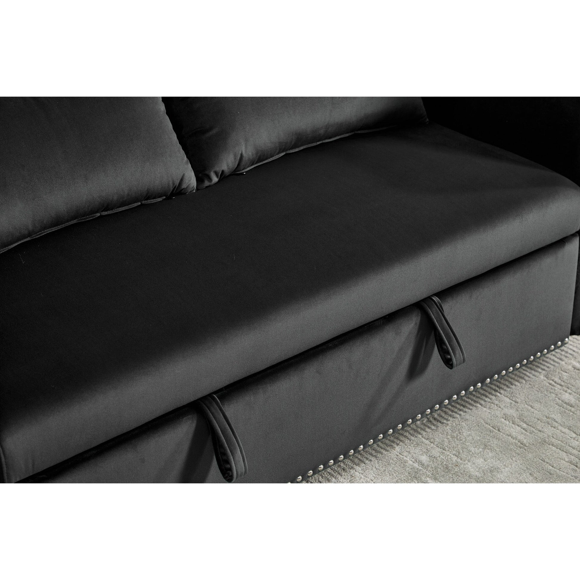Canapé-lit convertible 3 en 1, canapé-futon, canapé-lounge 2 places avec 2 coussins, ports USB et poches latérales.