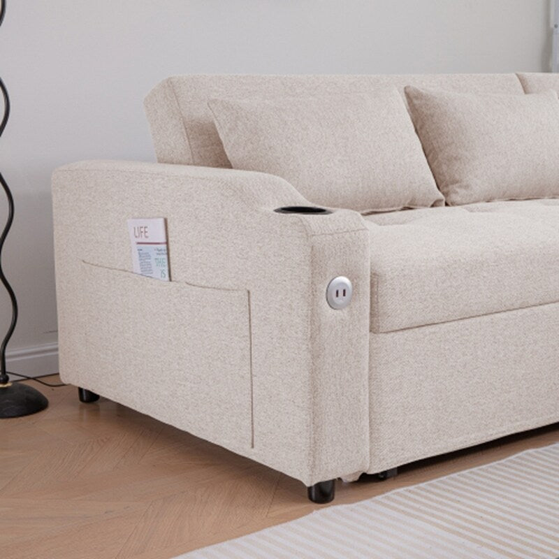 Canapé-lit 3 en 1 avec ports USB et porte-gobelets