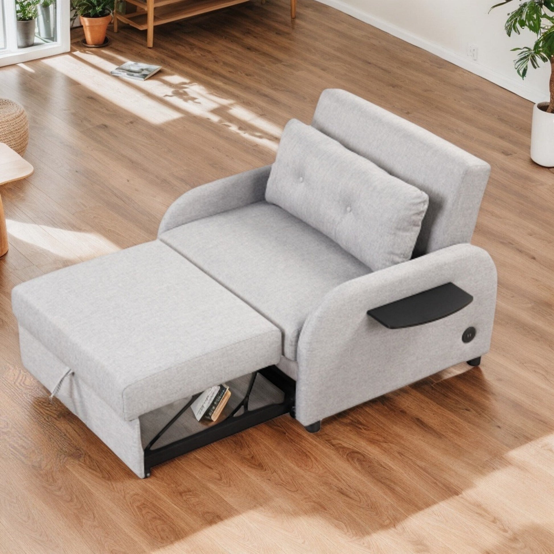 Canapé-lit 3-en-1 avec table d'appoint rabattable et ports USB de Harper&amp;Bright Designs