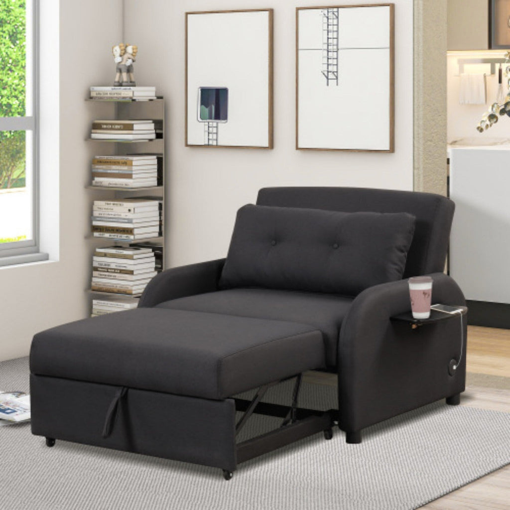 Canapé-lit 3-en-1 avec table d'appoint rabattable et ports USB de Harper&amp;Bright Designs