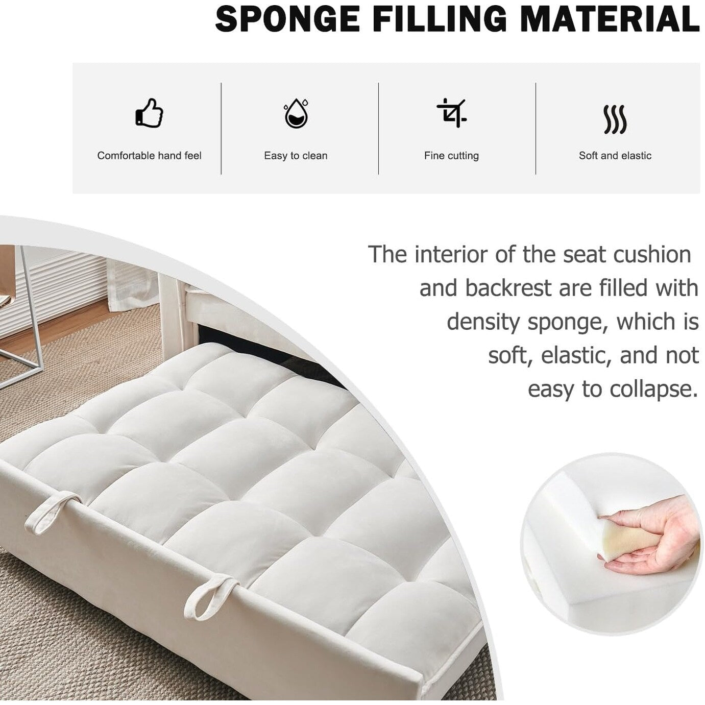 Canapé-lit 3-en-1 en velours - Couchage extensible avec dossier, accoudoirs et poches de rangement réglables pour le salon
