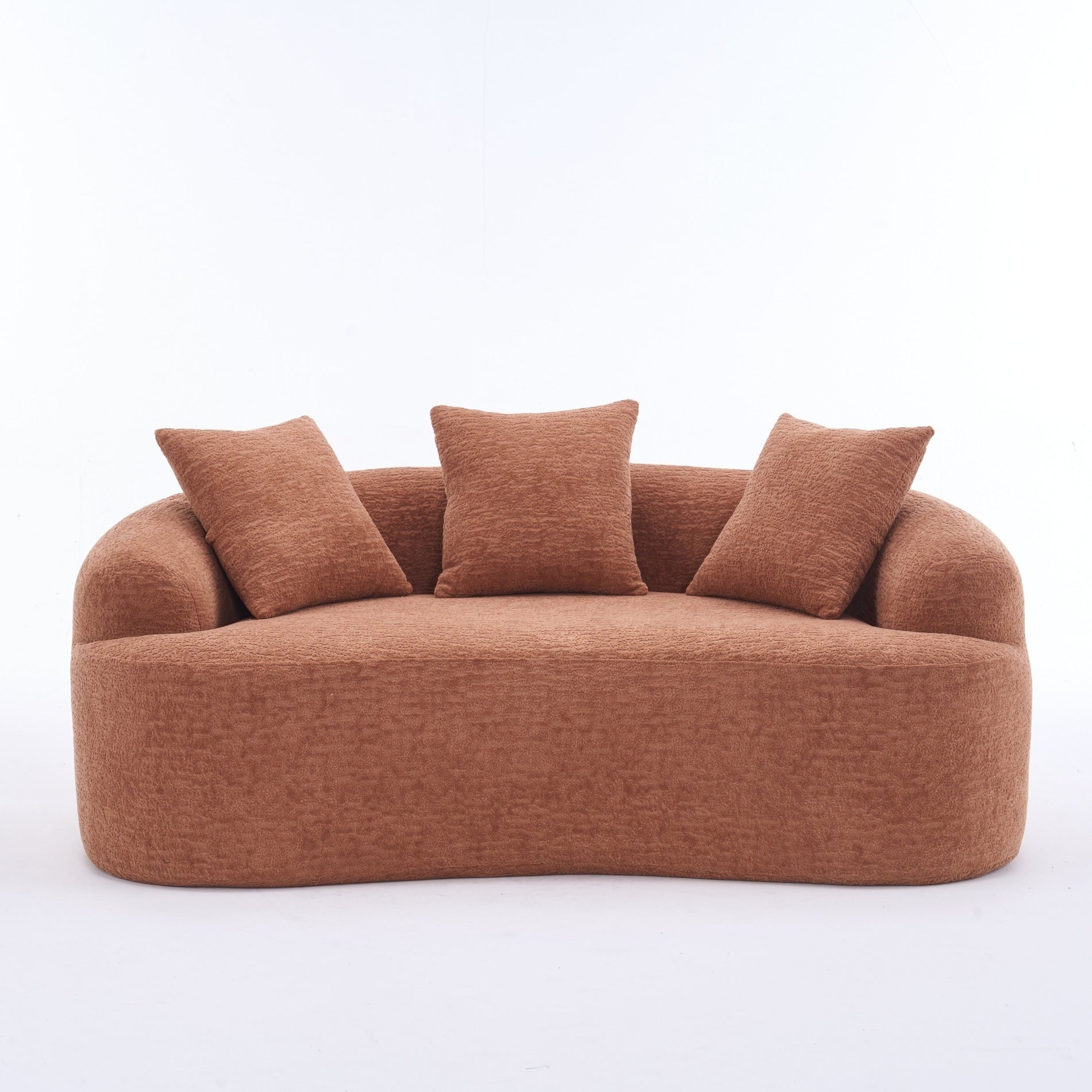 Canapé 2 places compact et incurvé en chenille 30D, sans assemblage, avec mousse à compression intégrale.
