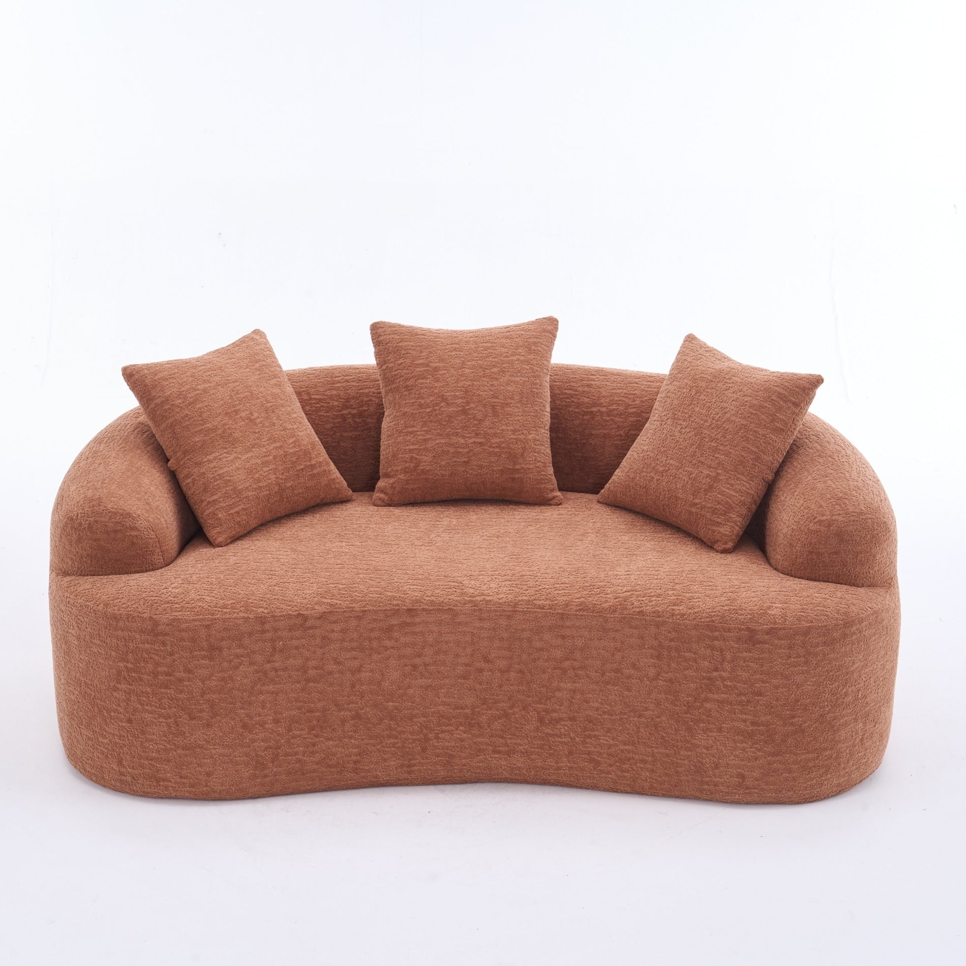 Canapé 2 places compact et incurvé en chenille 30D, sans assemblage, avec mousse à compression intégrale.