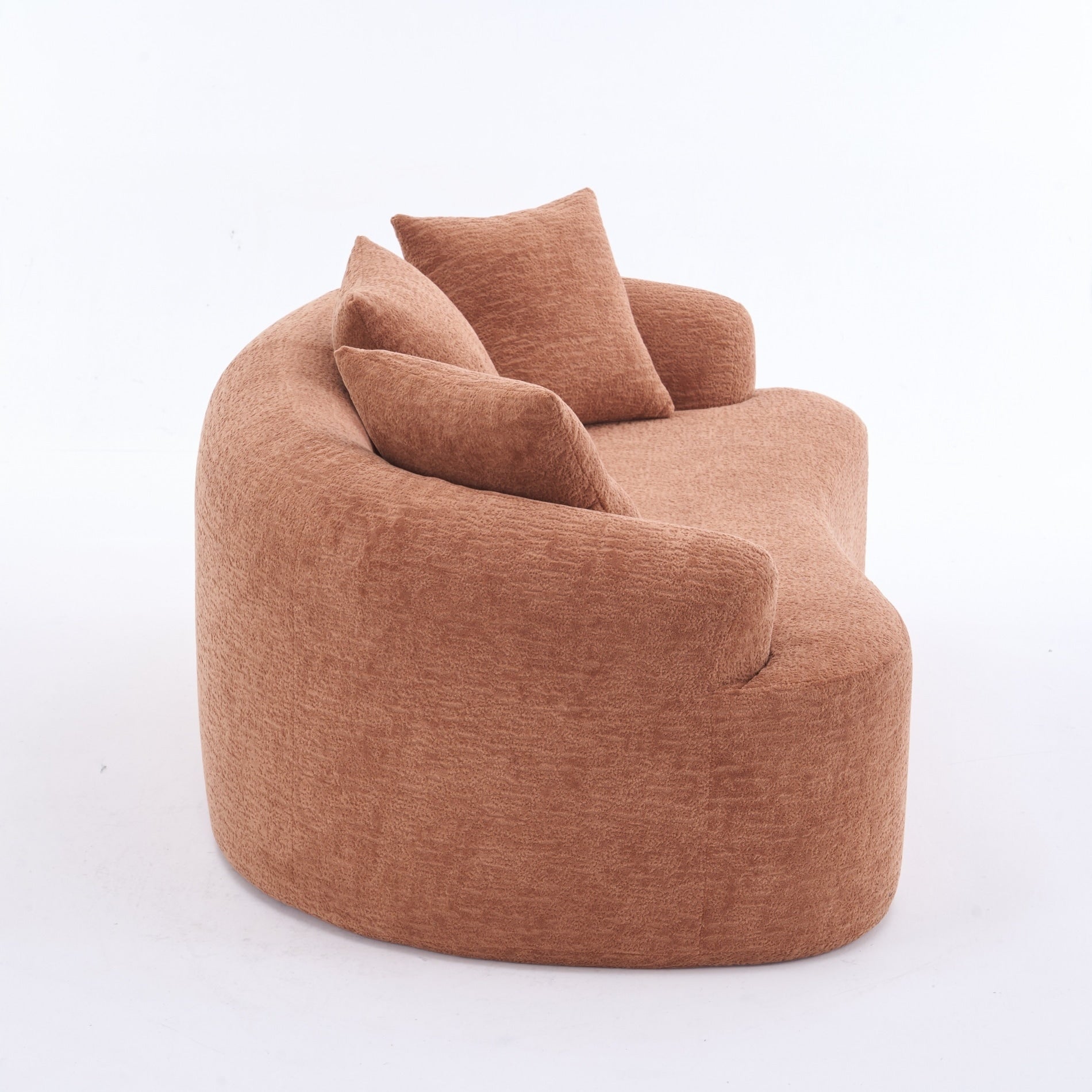Canapé 2 places compact et incurvé en chenille 30D, sans assemblage, avec mousse à compression intégrale.