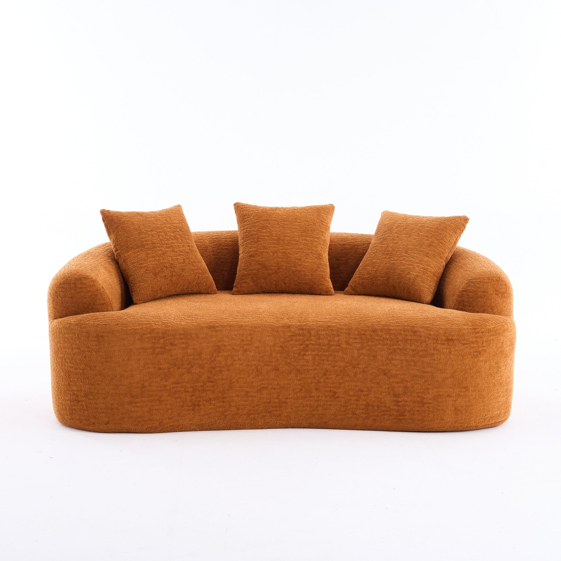 Canapé 2 places compact et incurvé en chenille 30D, sans assemblage, avec mousse à compression intégrale.