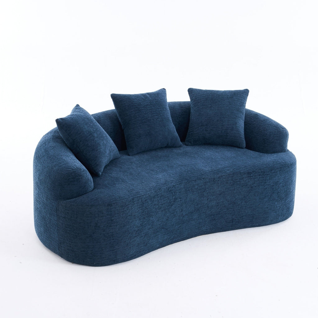 Canapé 2 places compact et incurvé en chenille 30D, sans assemblage, avec mousse à compression intégrale.