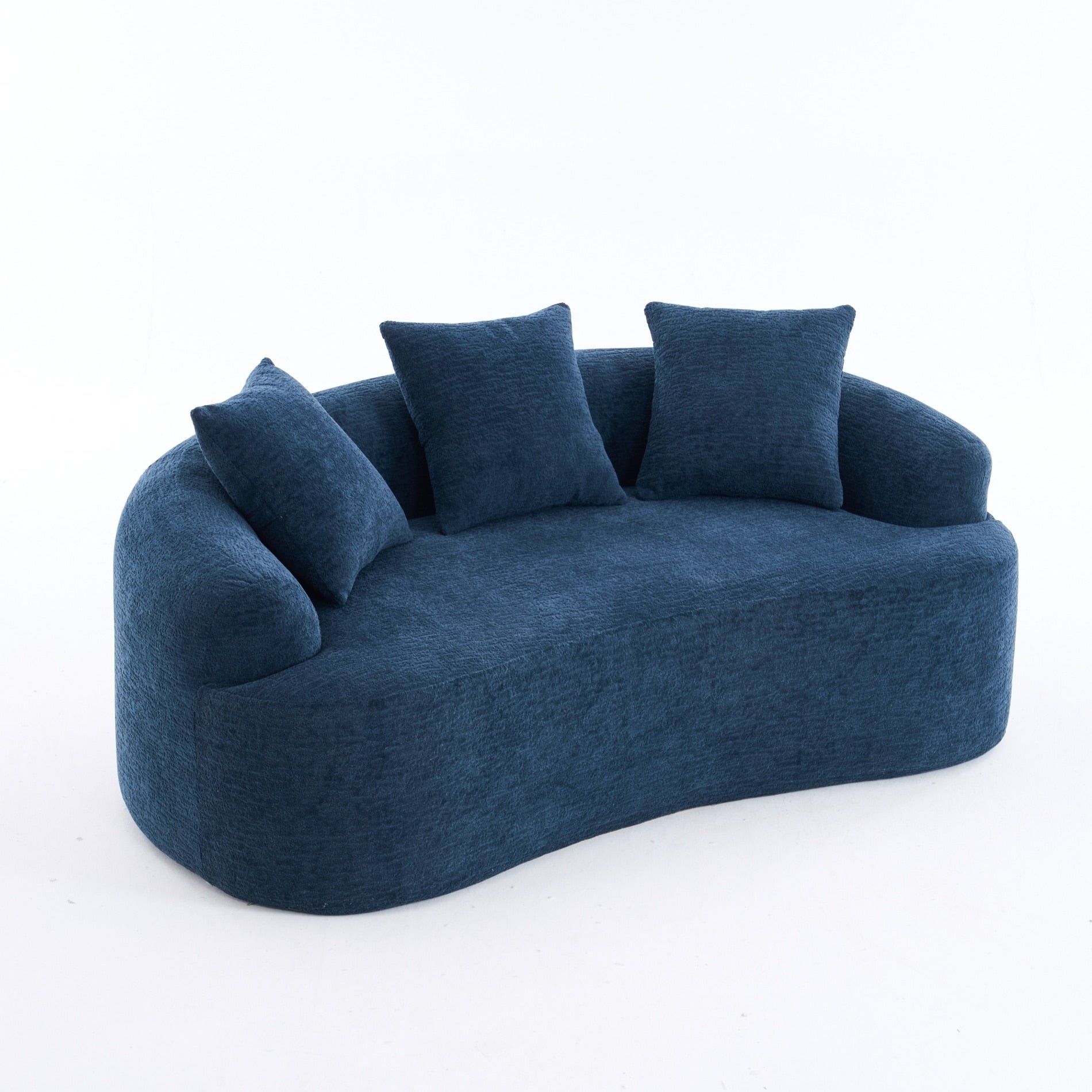 Canapé 2 places compact et incurvé en chenille 30D, sans assemblage, avec mousse à compression intégrale.