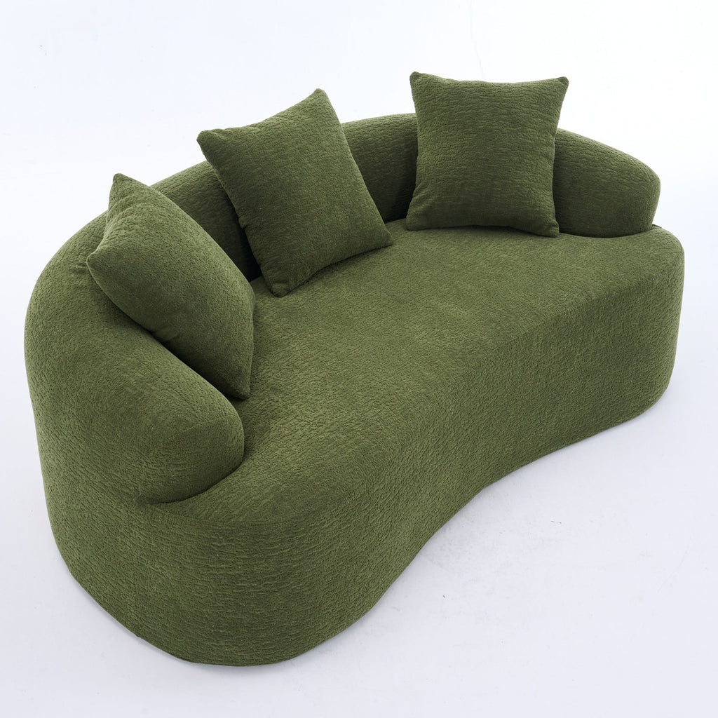 Canapé 2 places compact et incurvé en chenille 30D, sans assemblage, avec mousse à compression intégrale.