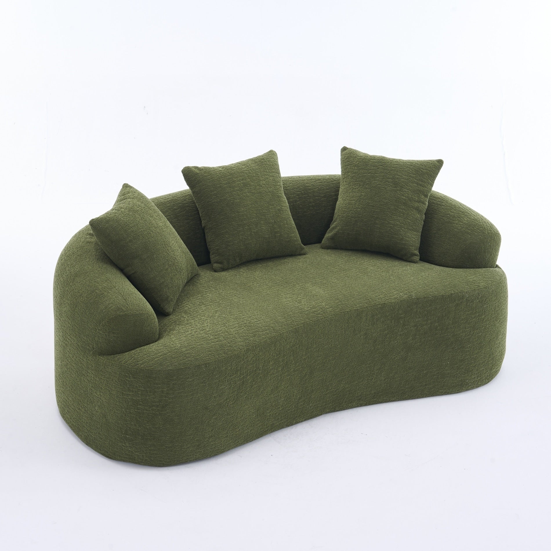 Canapé 2 places compact et incurvé en chenille 30D, sans assemblage, avec mousse à compression intégrale.