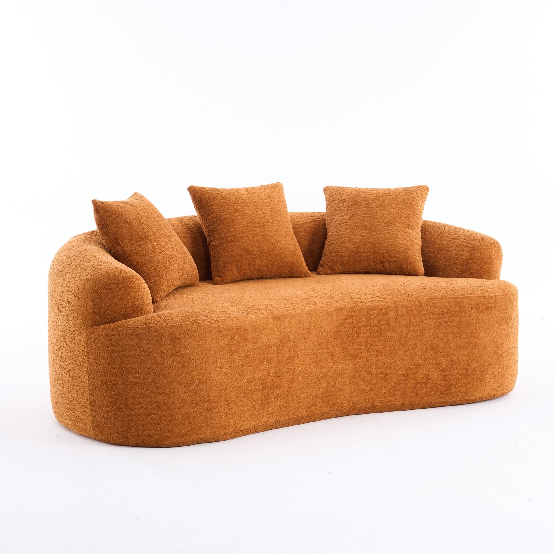 Canapé 2 places compact et incurvé en chenille 30D, sans assemblage, avec mousse à compression intégrale.