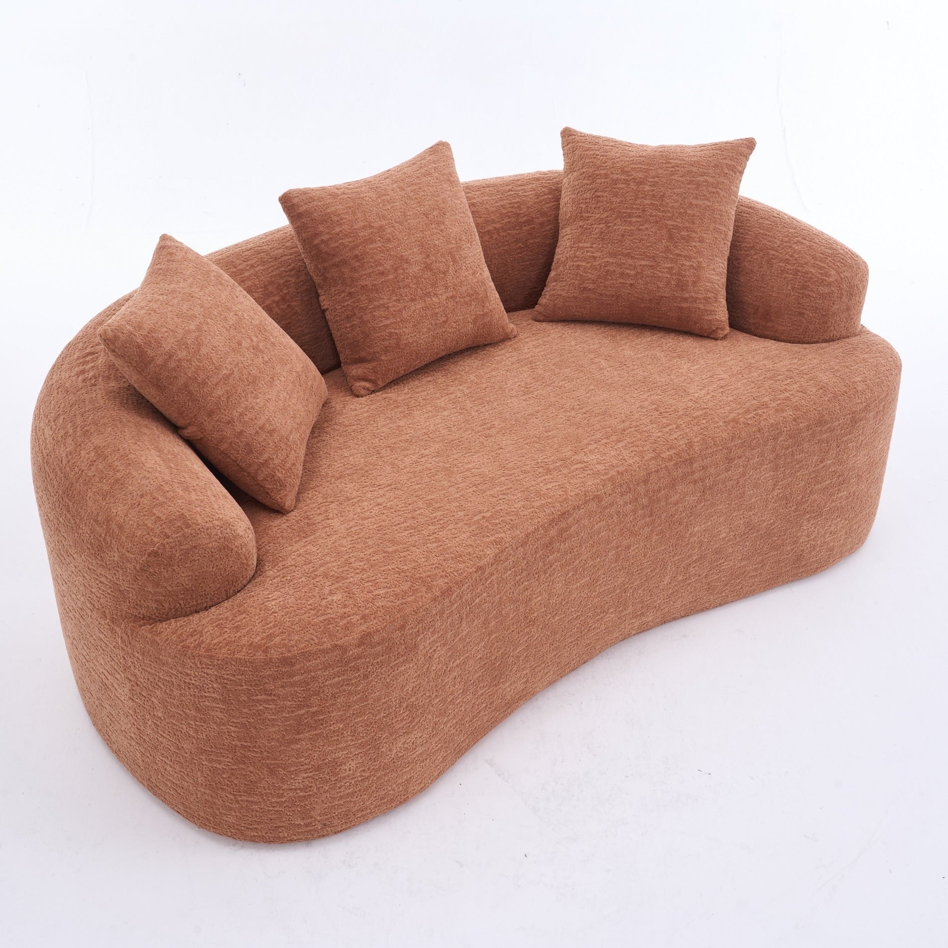 Canapé 2 places compact et incurvé en chenille 30D, sans assemblage, avec mousse à compression intégrale.