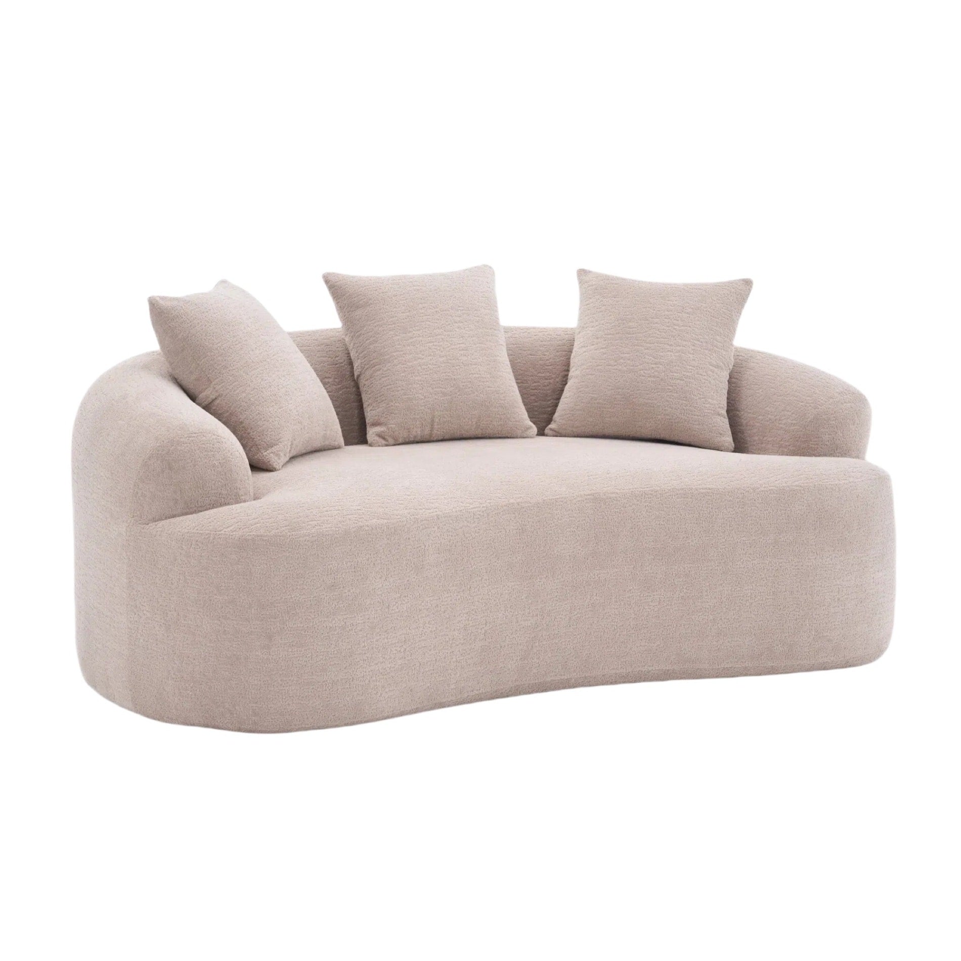 Canapé 2 places compact et incurvé en chenille 30D, sans assemblage, avec mousse à compression intégrale.