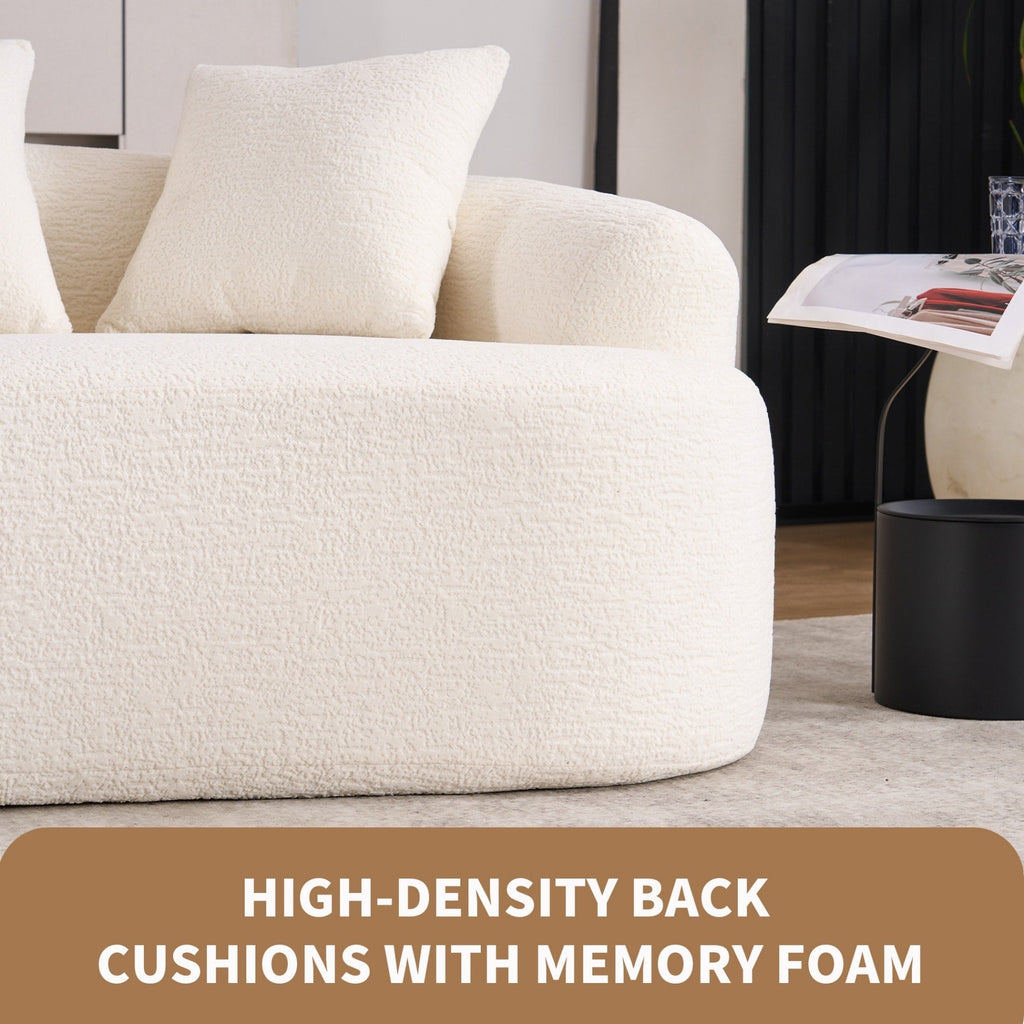 Canapé 2 places compact et incurvé en chenille 30D, sans assemblage, avec mousse à compression intégrale.