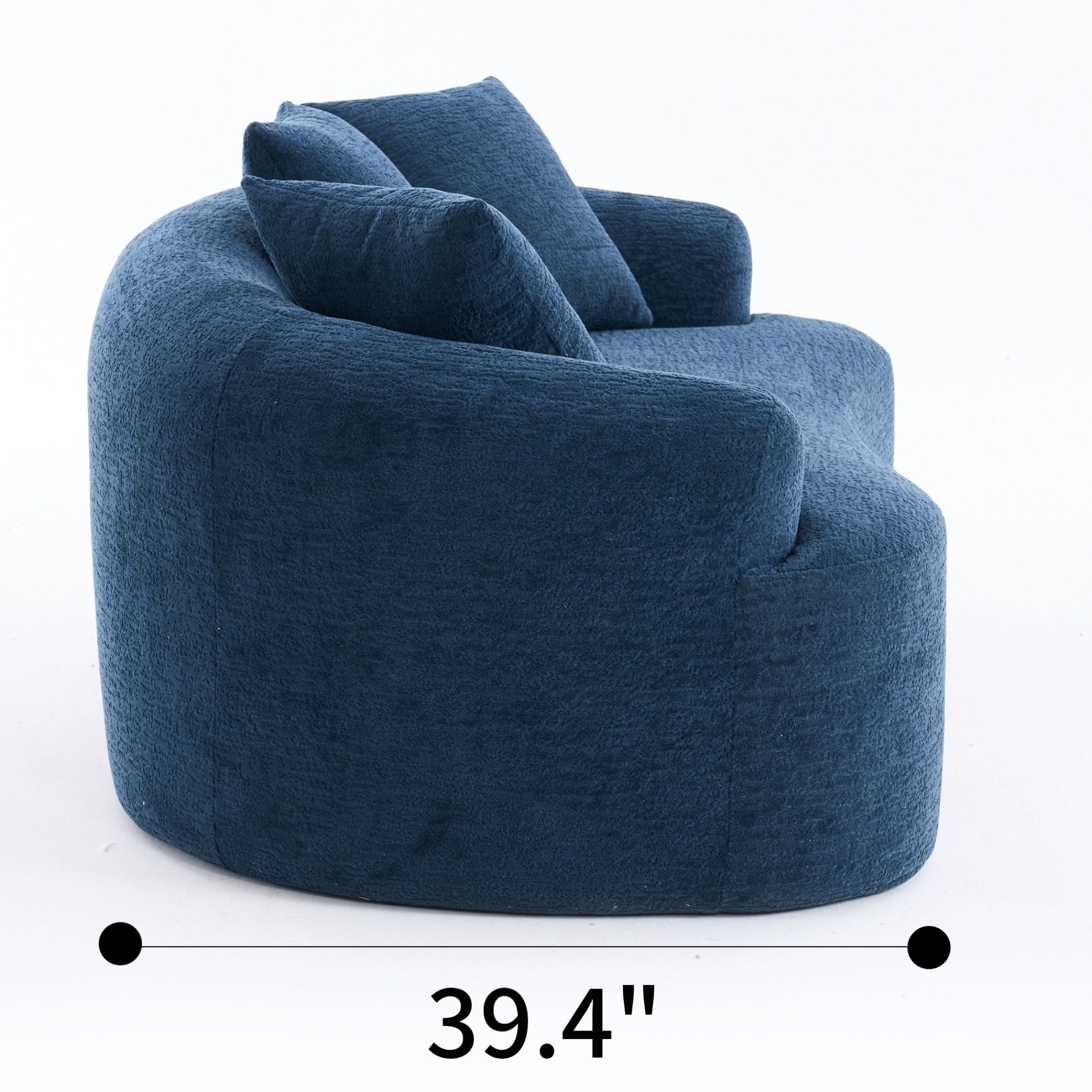 Canapé 2 places compact et incurvé en chenille 30D, sans assemblage, avec mousse à compression intégrale.