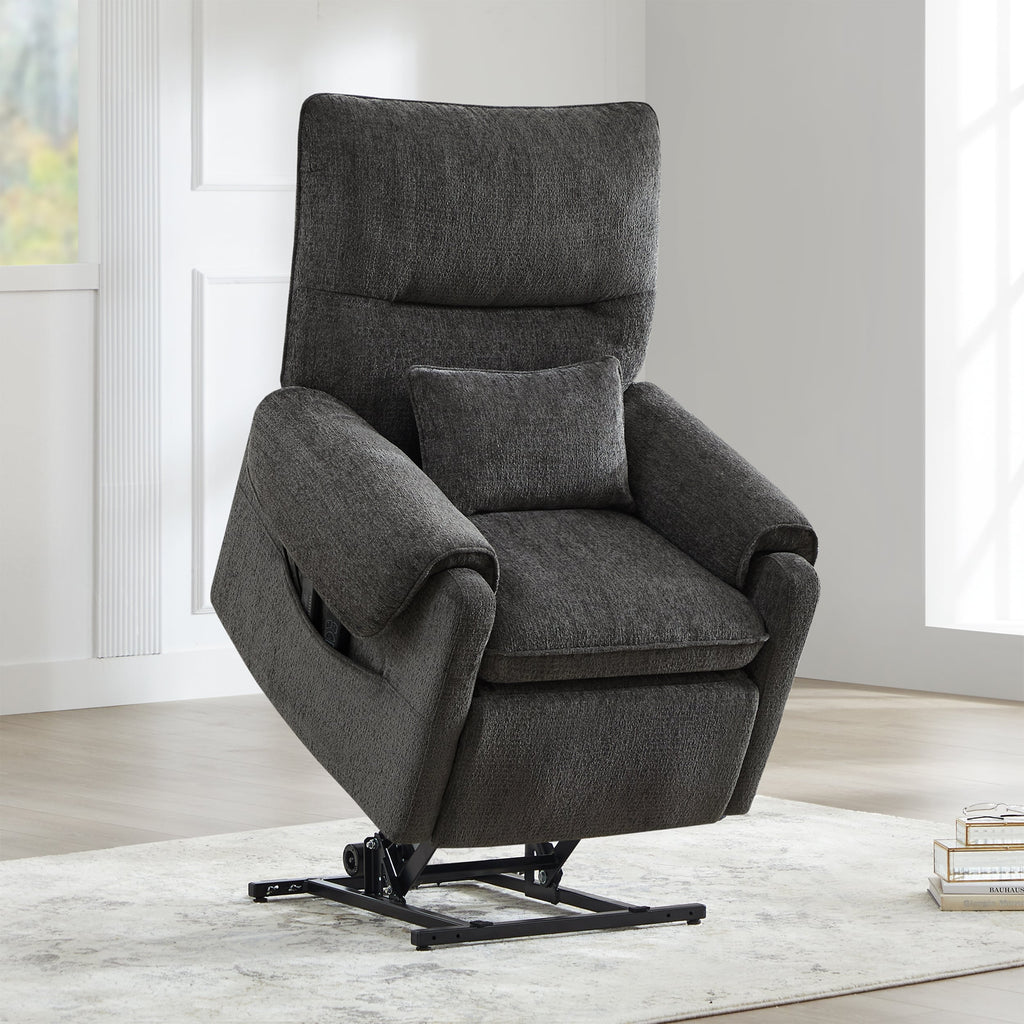 Fauteuil inclinable à levage électrique 30 pouces, gris acier, chenille