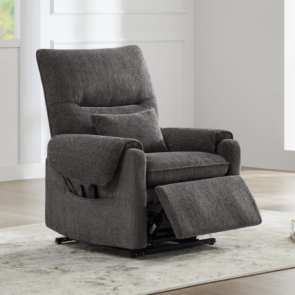 Fauteuil inclinable à levage électrique 30 pouces, gris acier, chenille