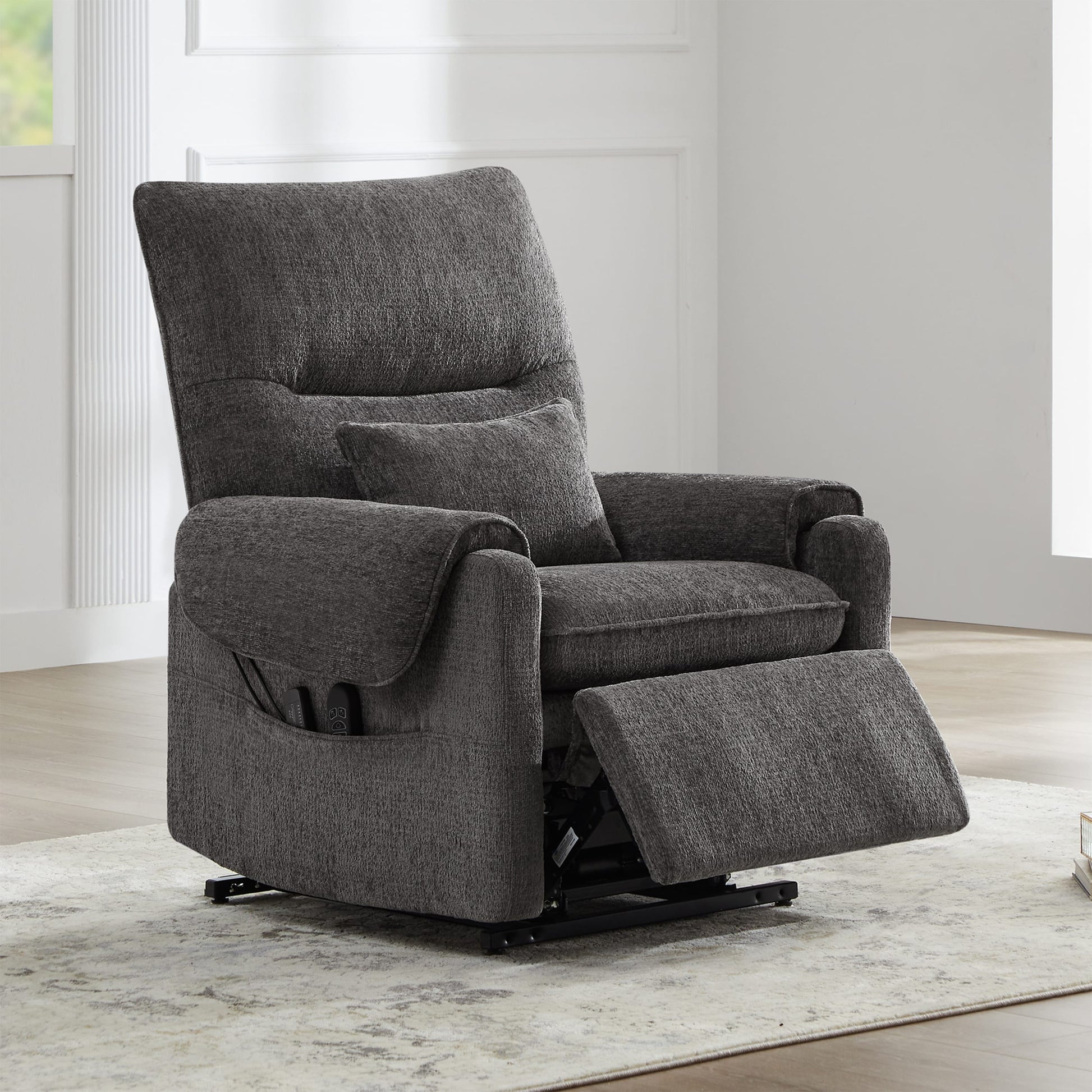 Fauteuil inclinable à levage électrique 30 pouces, gris acier, chenille