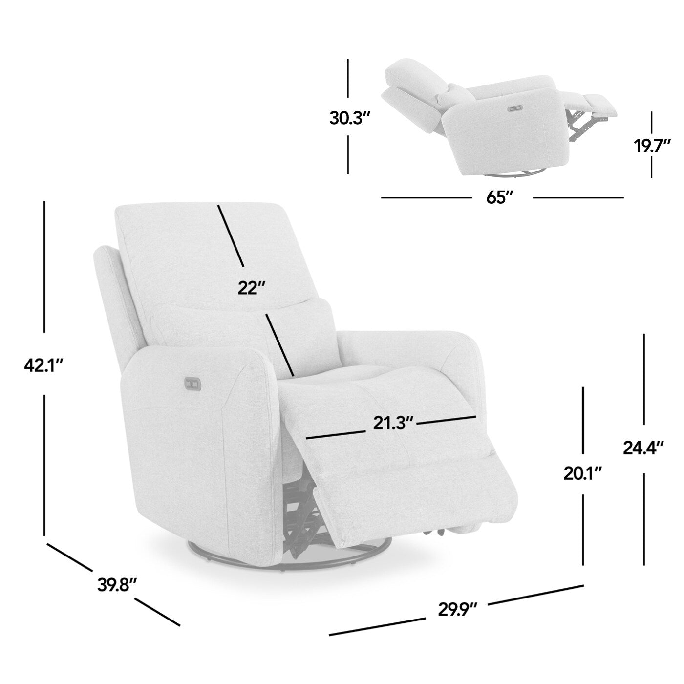 Fauteuil inclinable électrique à 30 positions, pivotant à 360 degrés, en simili cuir