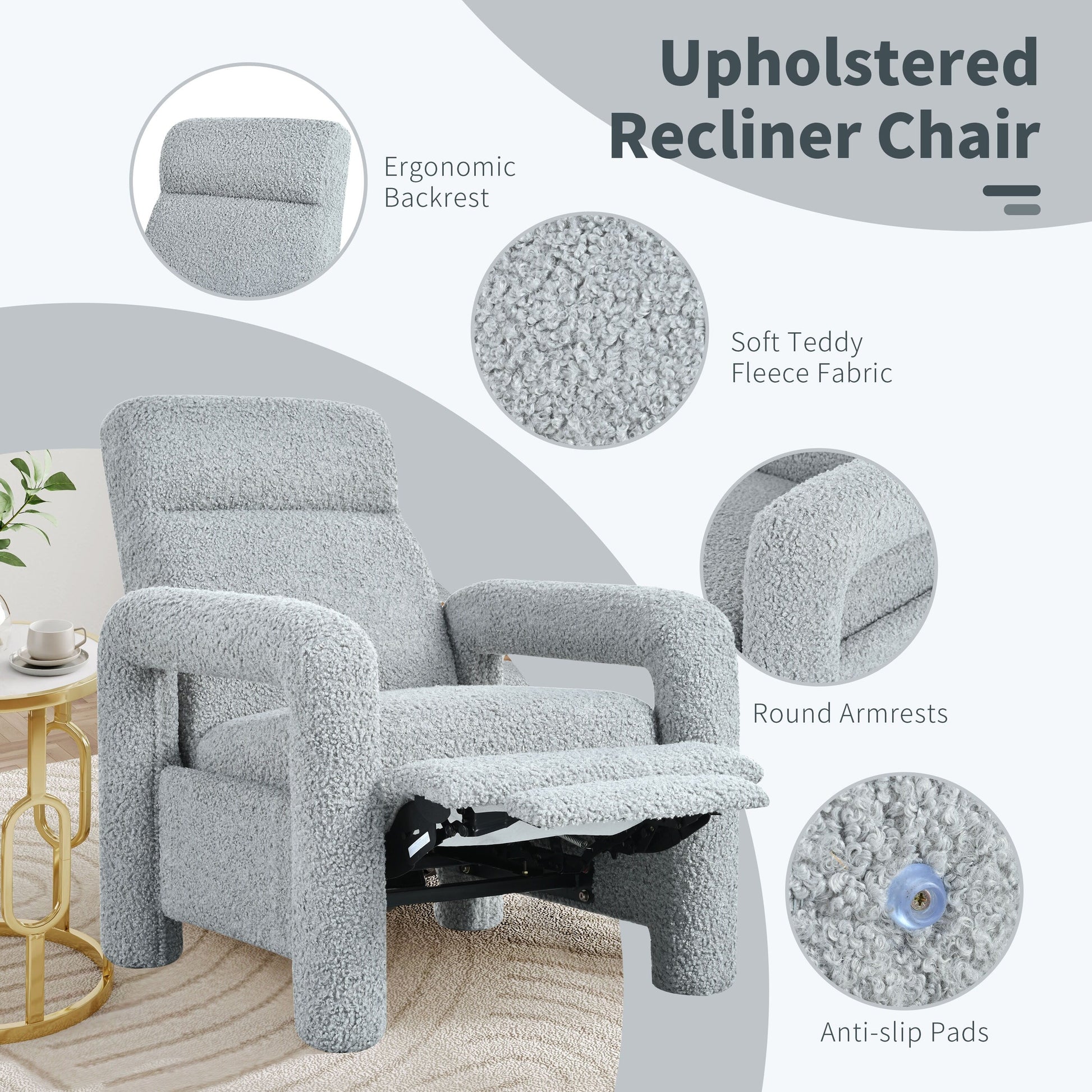 Fauteuil inclinable à dossier basculant, rembourré