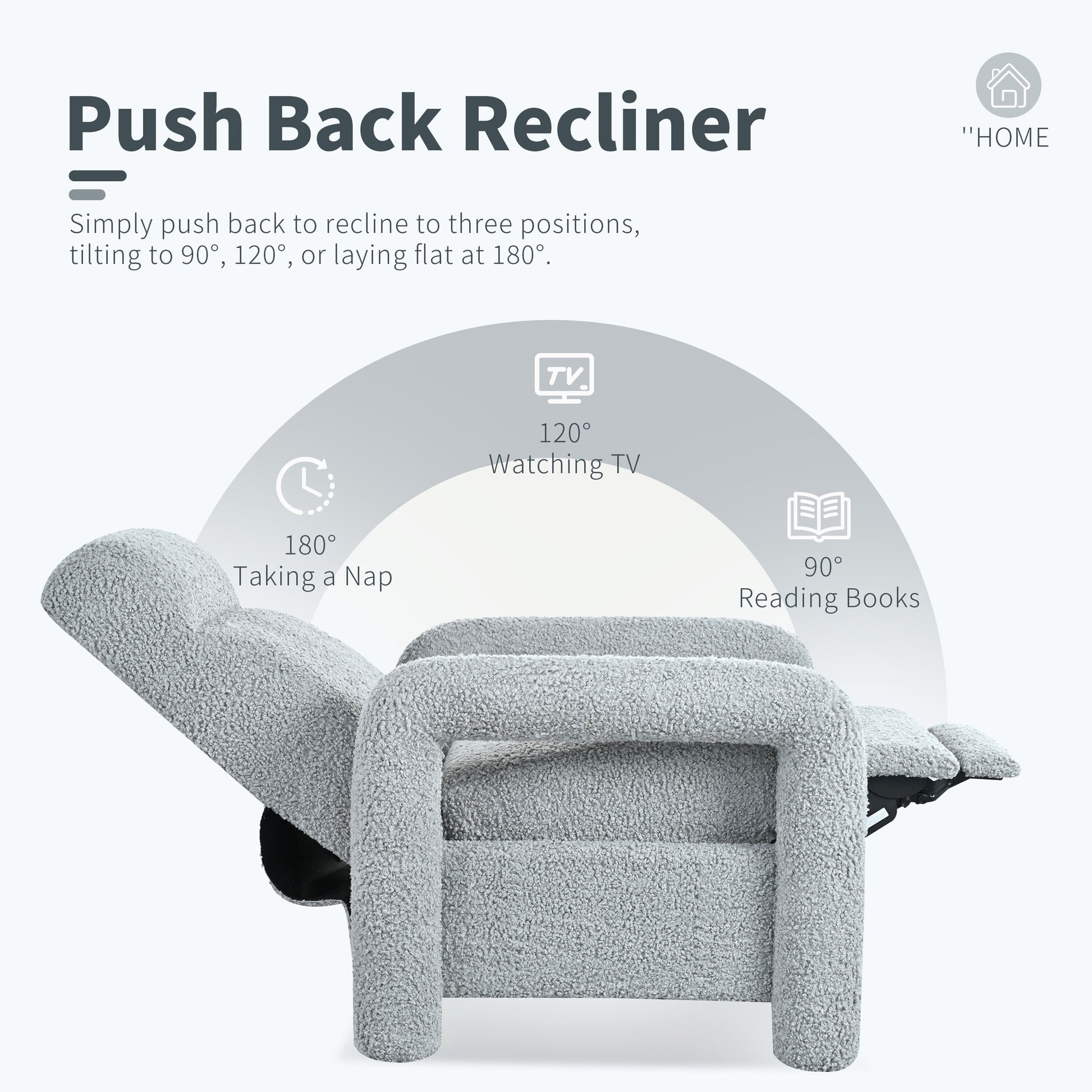 Fauteuil inclinable à dossier basculant, rembourré