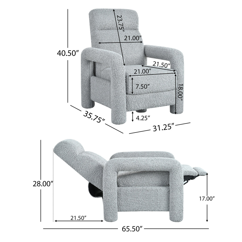 Fauteuil inclinable à dossier basculant, rembourré