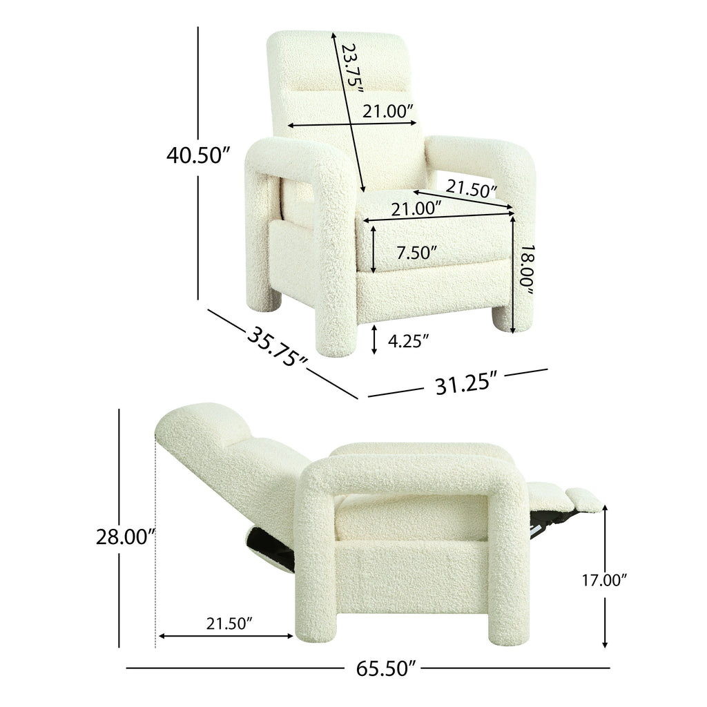 Fauteuil inclinable à dossier basculant, rembourré