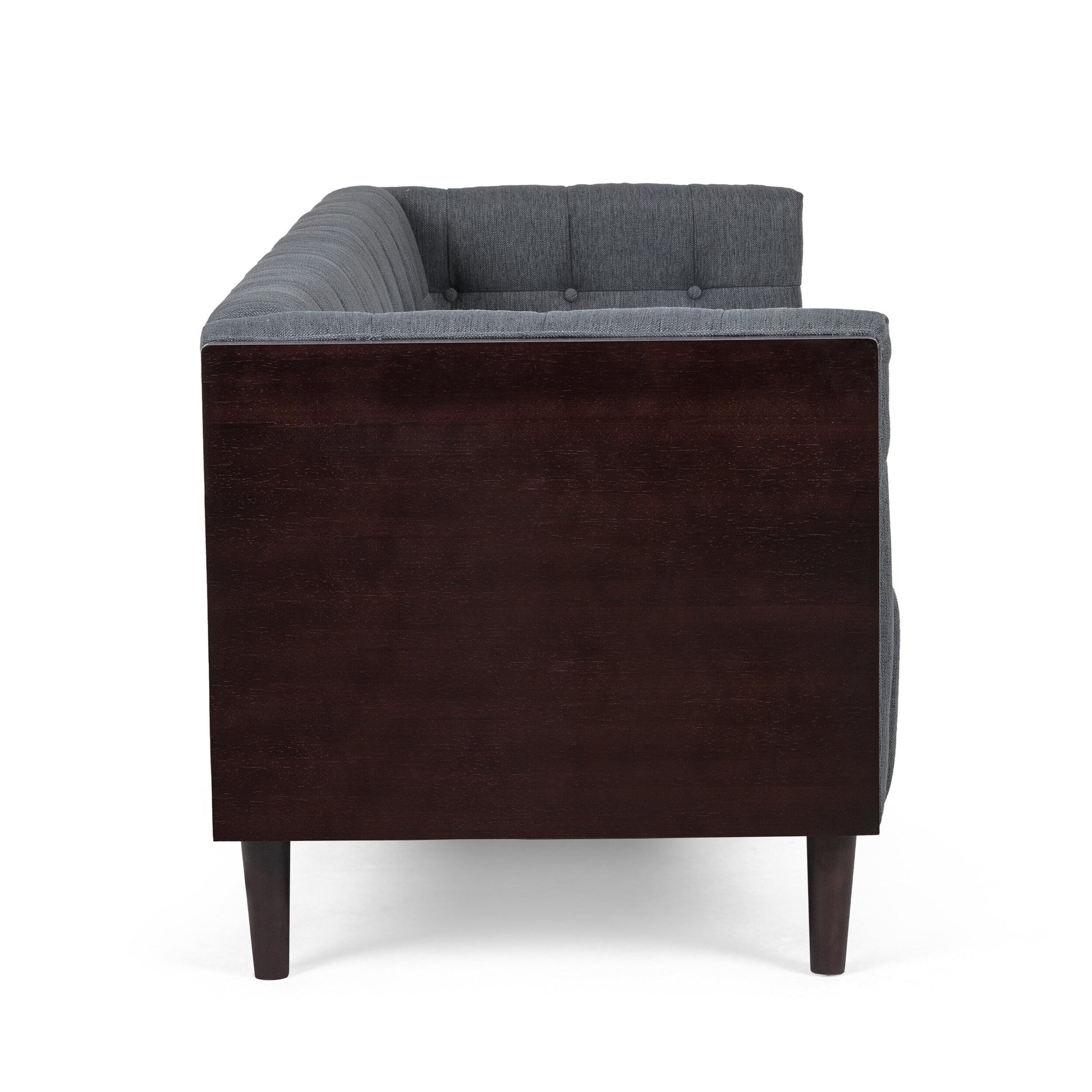 Canapé 3 places capitonné avec boutons, pieds en bois et structure en bois d'hévéa pour salon (31,5 pouces)