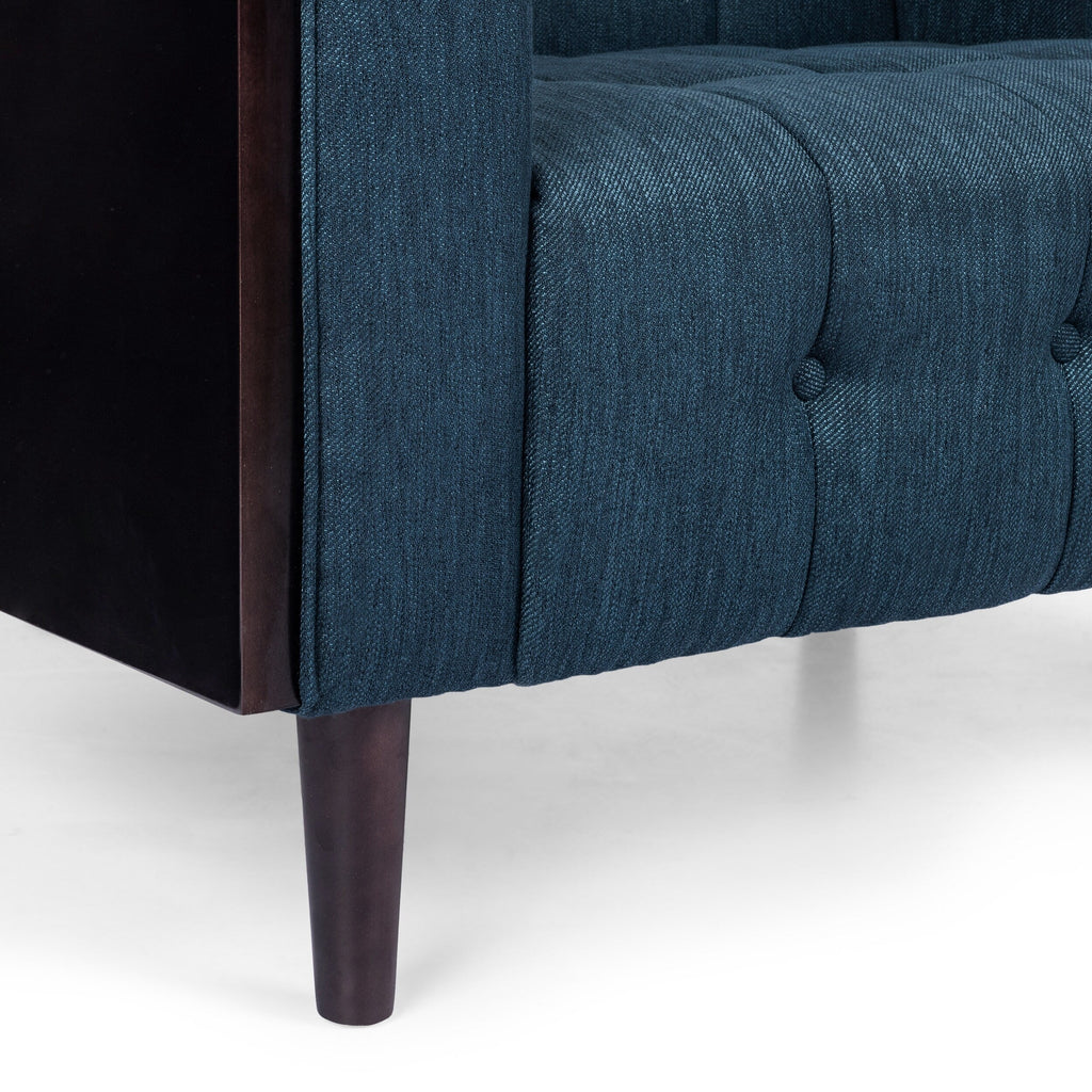 Canapé 3 places capitonné avec boutons, pieds en bois et structure en bois d'hévéa pour salon (31,5 pouces)