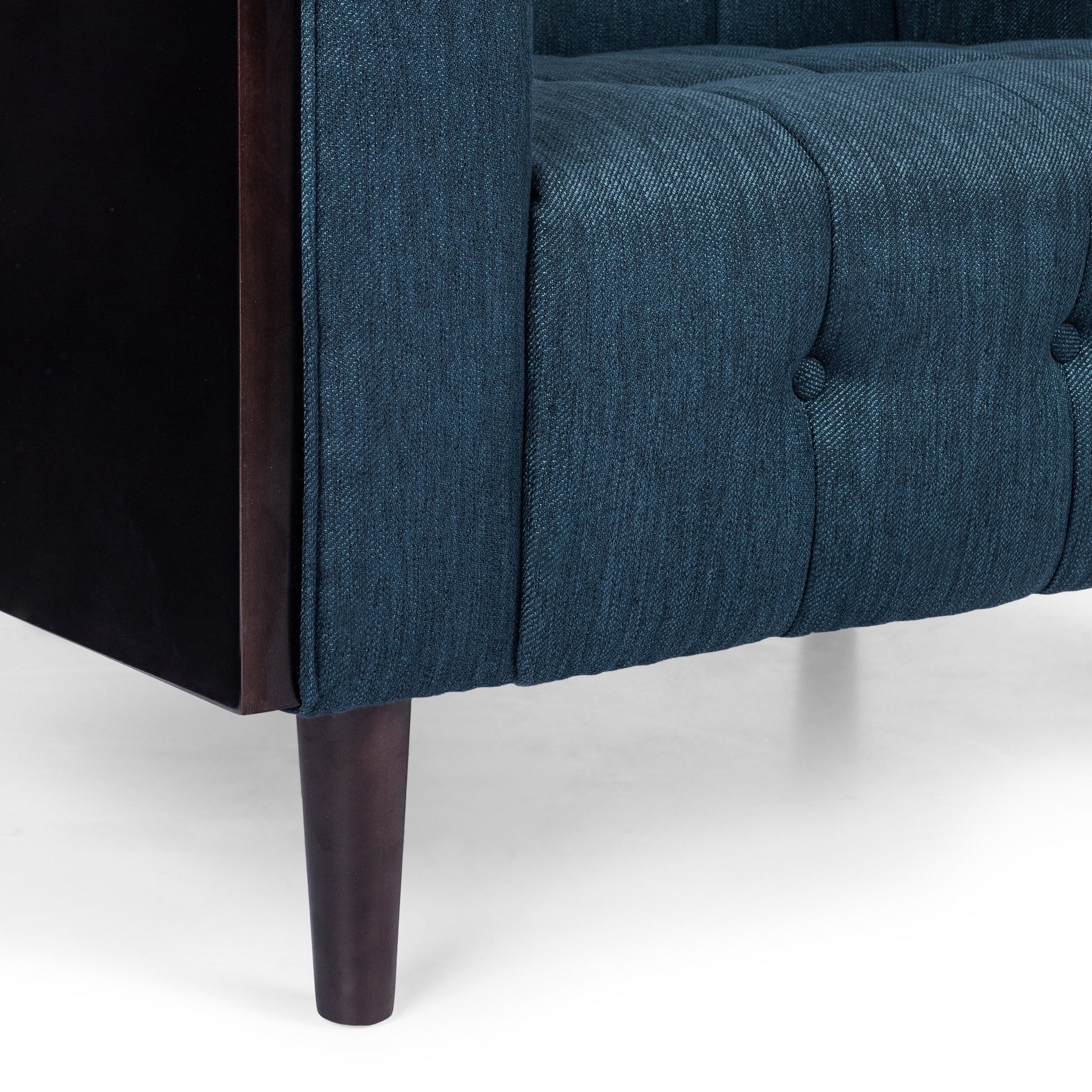 Canapé 3 places capitonné avec boutons, pieds en bois et structure en bois d'hévéa pour salon (31,5 pouces)
