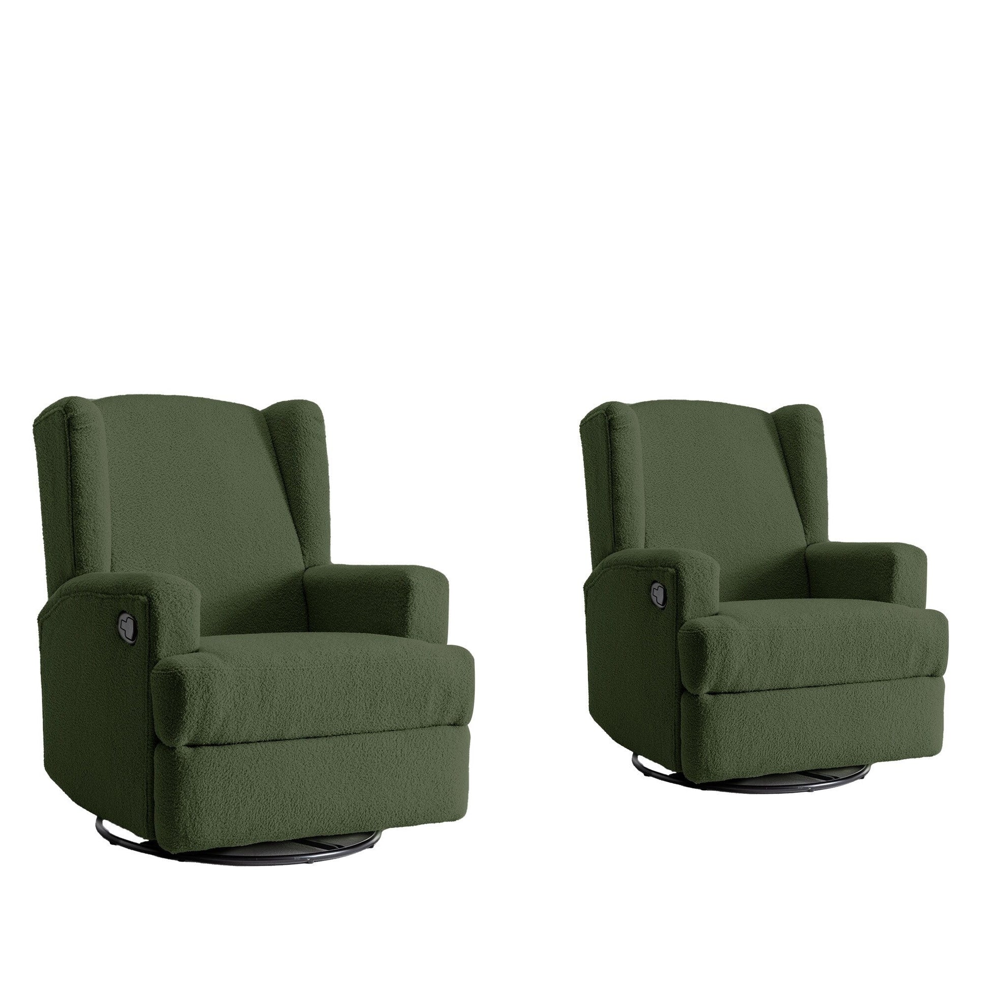 Ensemble de 2 chaises à bascule et à balancement manuelles, pivotantes et inclinables, 79 cm de large, pour chambre d'enfant.