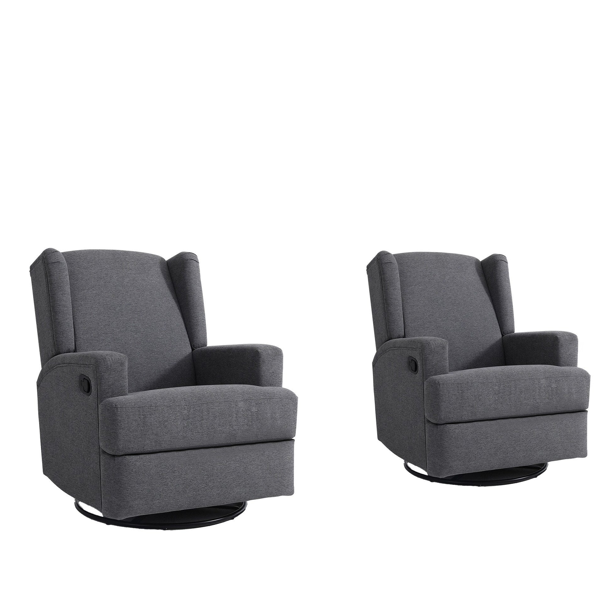 Ensemble de 2 chaises à bascule et à balancement manuelles, pivotantes et inclinables, 79 cm de large, pour chambre d'enfant.