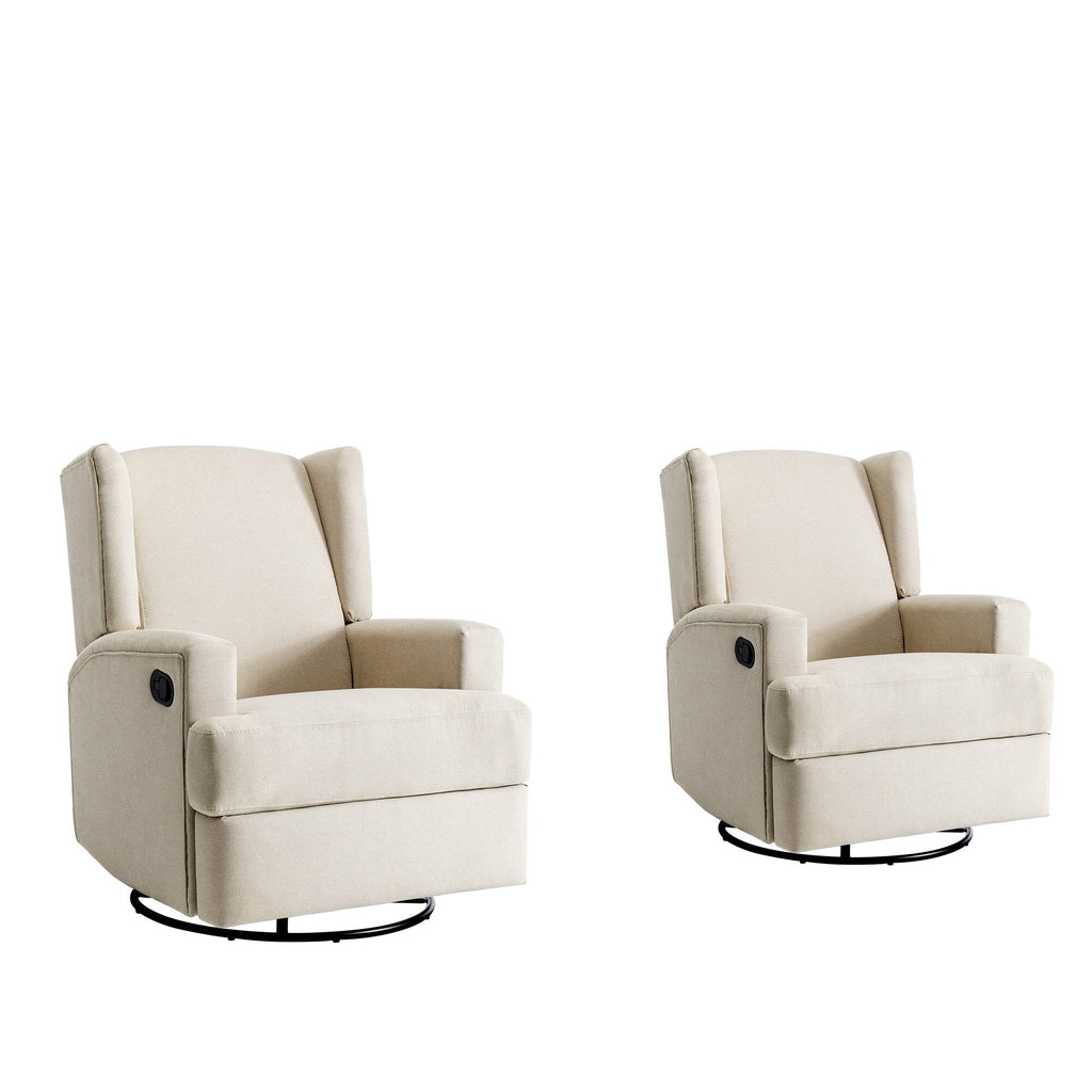 Ensemble de 2 chaises à bascule et à balancement manuelles, pivotantes et inclinables, 79 cm de large, pour chambre d'enfant.