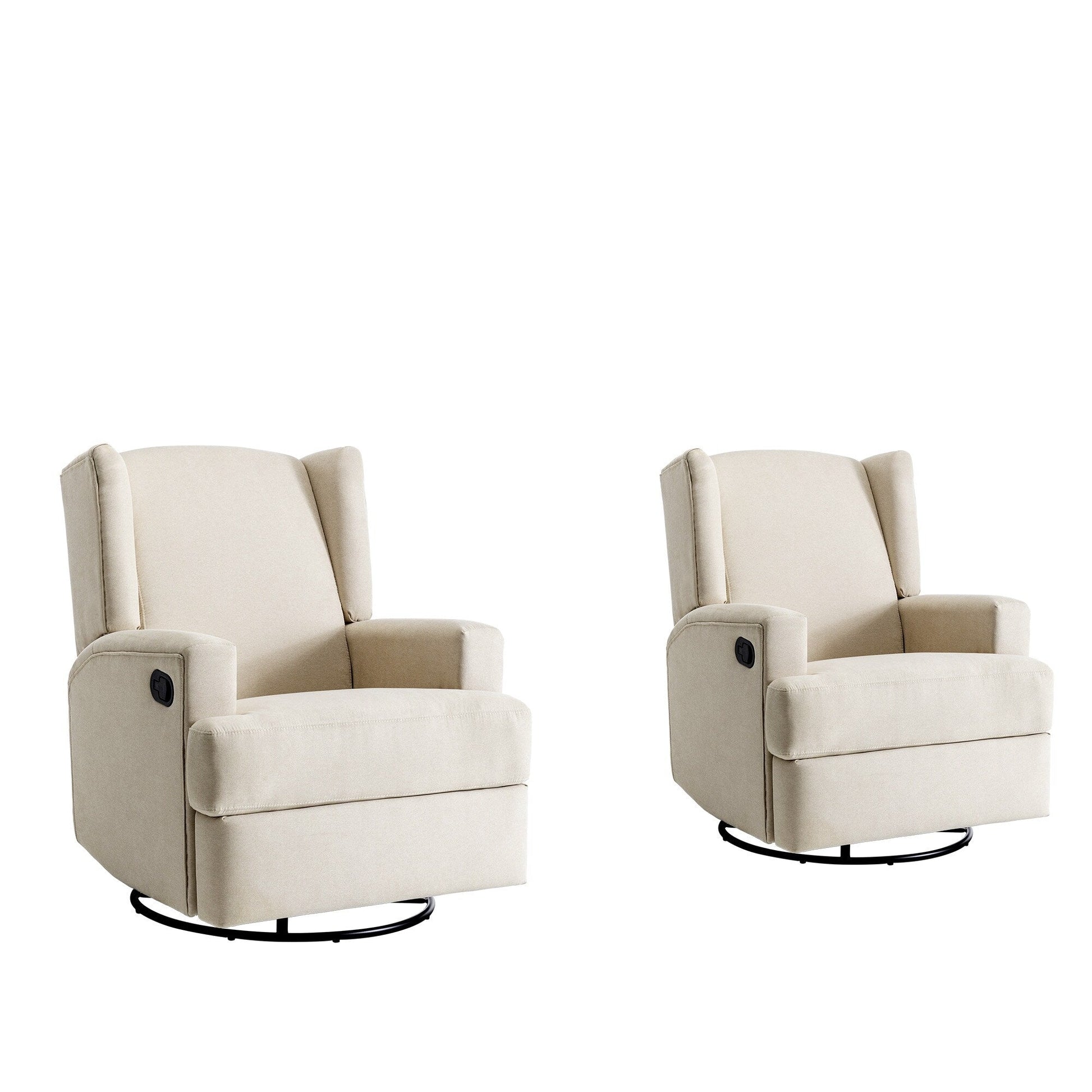 Ensemble de 2 chaises à bascule et à balancement manuelles, pivotantes et inclinables, 79 cm de large, pour chambre d'enfant.